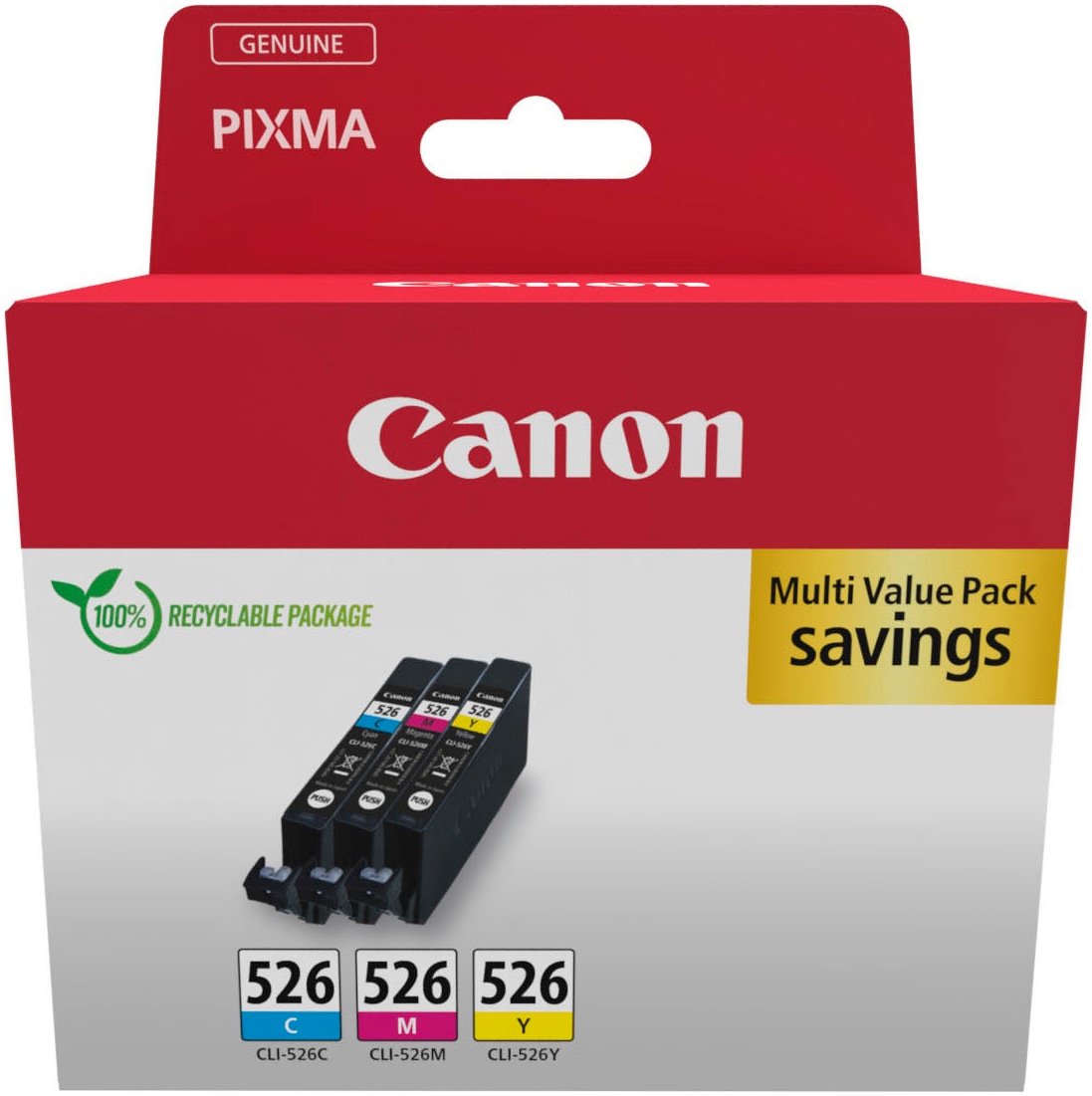 Canon Tintenpatrone »CLI-526 C/M/Y Multipack«, (Packung, 3 St.)
