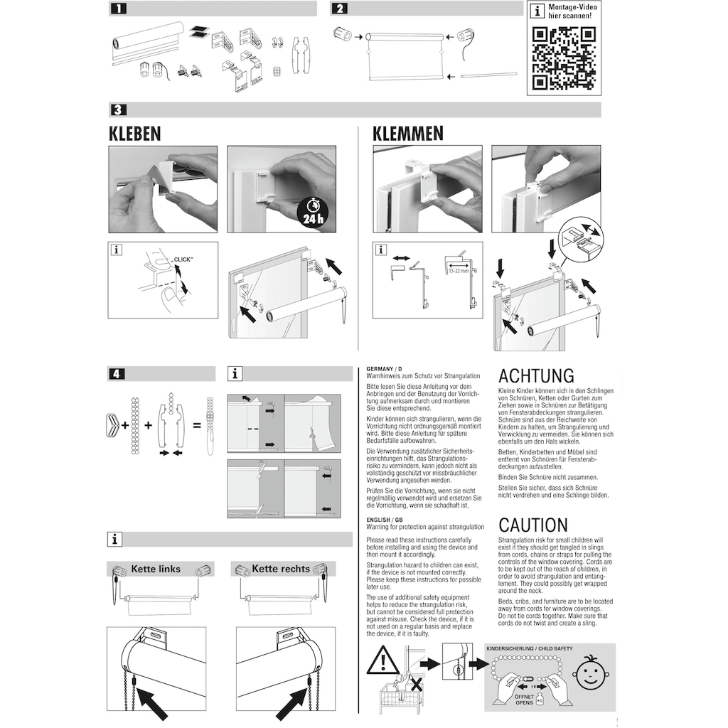 GARDINIA Seitenzugrollo »EASYFIX Rollo Uni«, Lichtschutz, ohne Bohren, freihängend