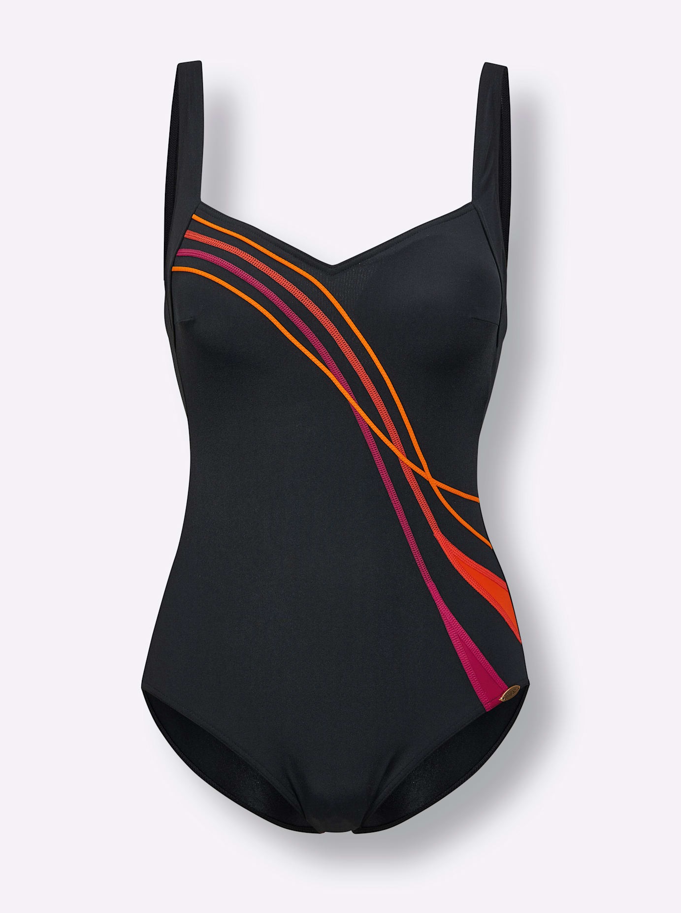 Badeanzug SUNFLAIR, Damen, Gr. 38, Cup C, orange (schwarz, orange), Polyester, Badeanzüge Badeanzug 3