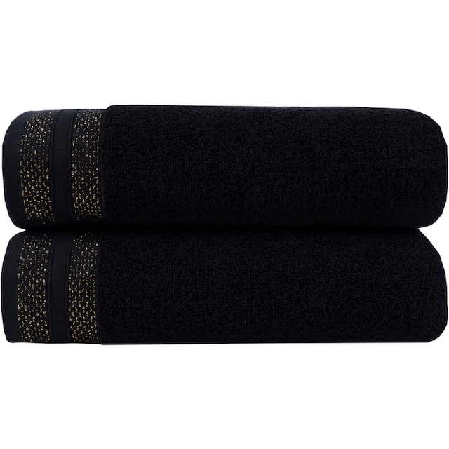 Leonique Handtuch Set »»Esmindra« mit gewebter goldener Bordüre«, Set, 4  tlg., Frottier, Premium Bio-Baumwolle, 2 Duschtücher oder 4 Handtücher  bestellen | BAUR