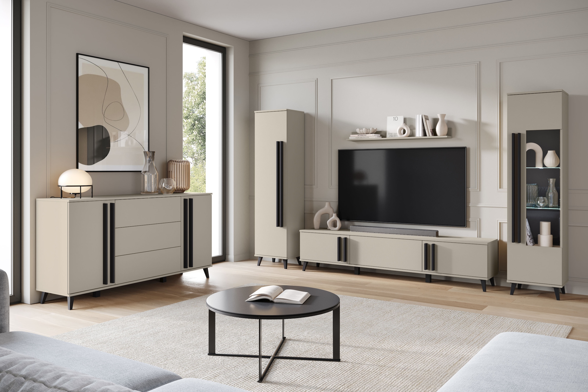 INOSIGN Lowboard »Helsinki, TV-Kommode Breite 180cm«, (1 St.), modernes Design, 3 Klapptüren