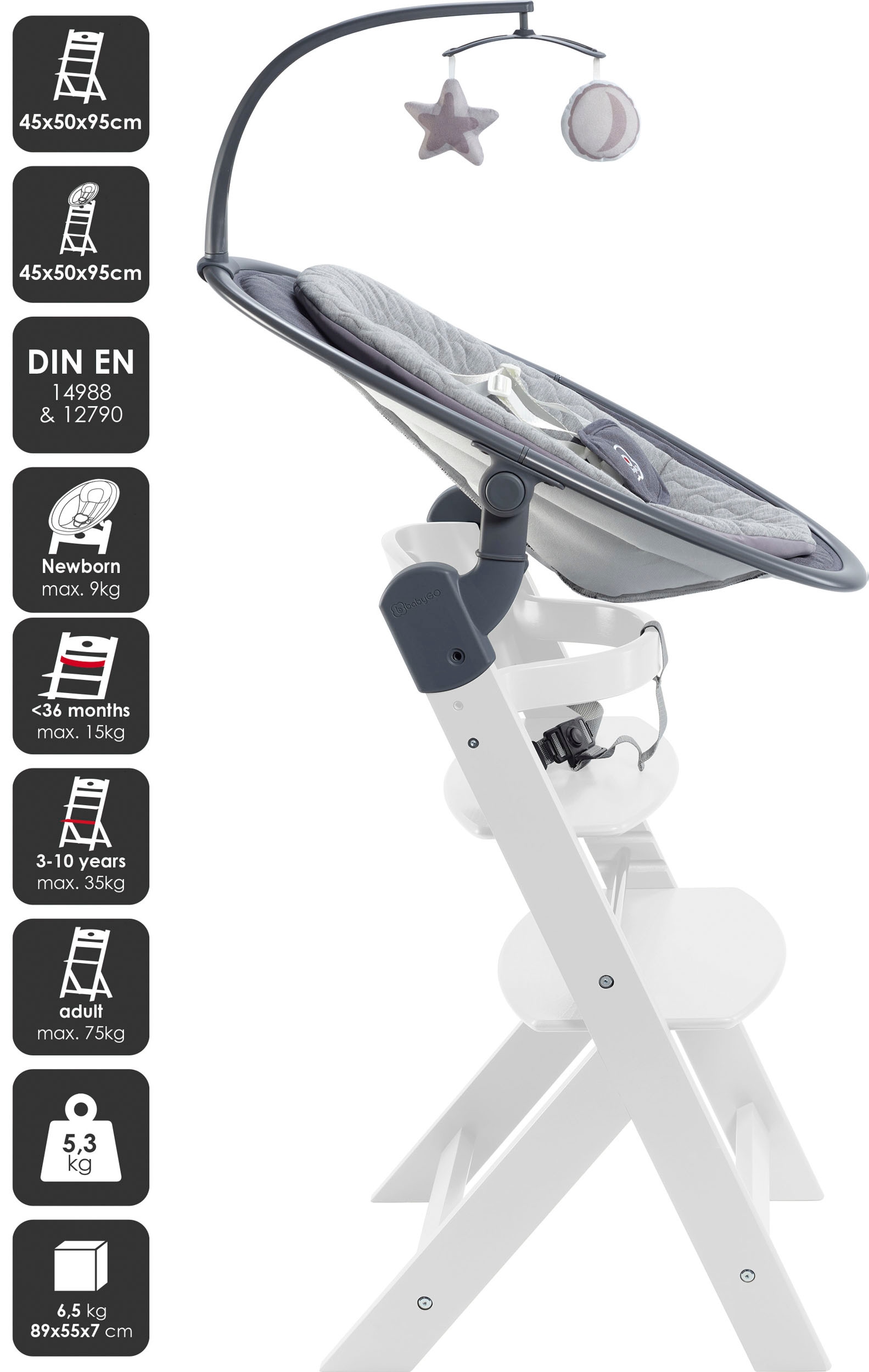 BabyGo Hochstuhl »Newborn Set Family 2in1«