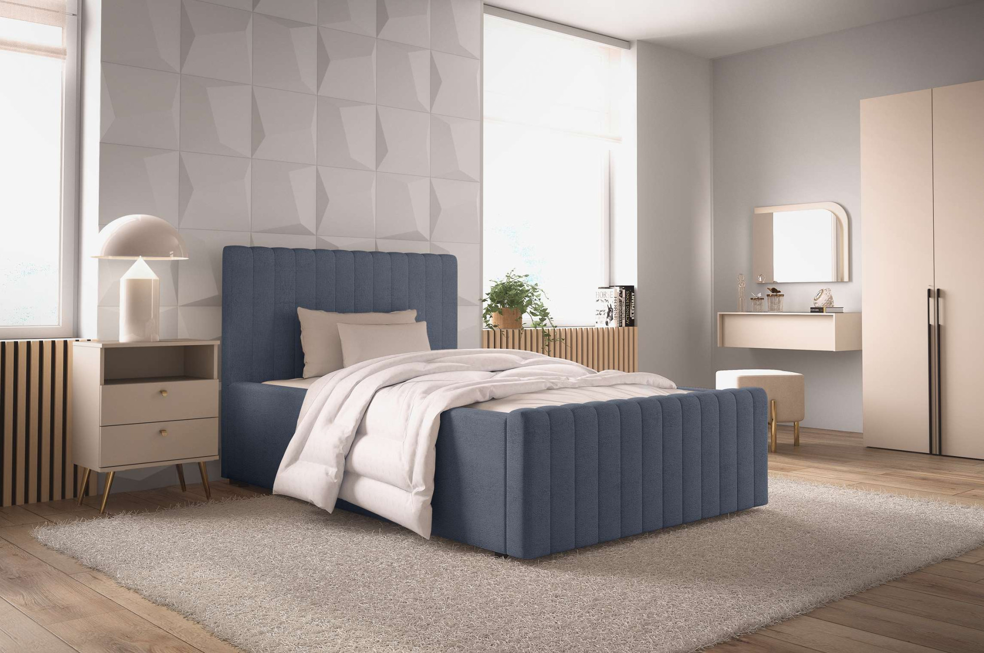 OTTO home Polsterbett "MOIVRE, vertikale Steppung in Rillenoptik, wahlweise mit Bettkasten" Stauraumbett, gepolstertes Kopfteil, ohne Matratze, modernes Design