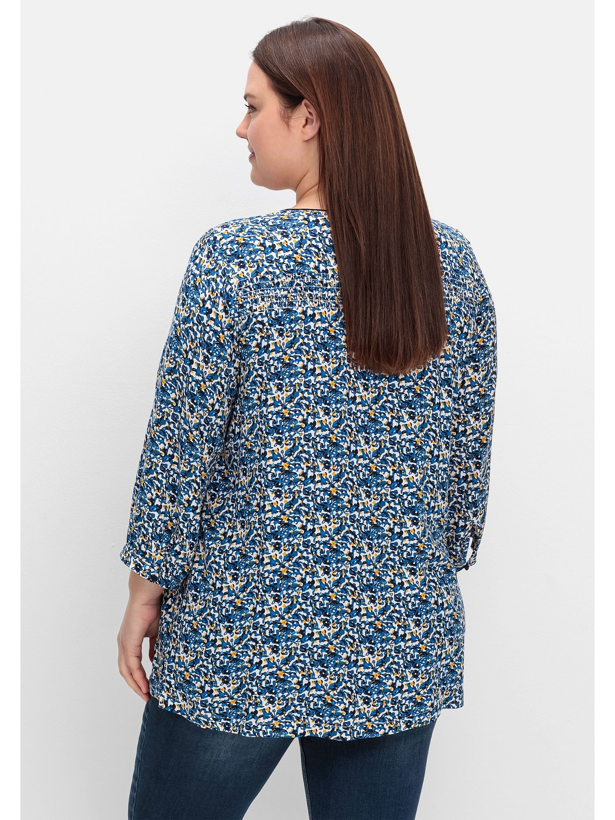 Sheego Shirtbluse »Große Größen«, mit Smok- und Kontrastdetails