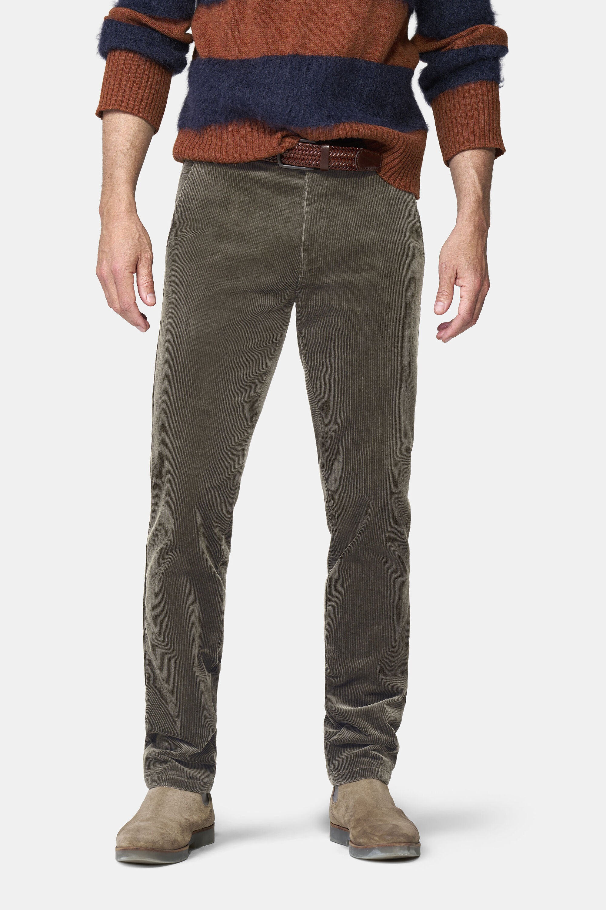 MEYER Herren Chinos "Bonn 2-3708", braun, Gr. 27, unifarben, 98% Baumwolle, 2% Elasthan, Hosen, aus softem Cord