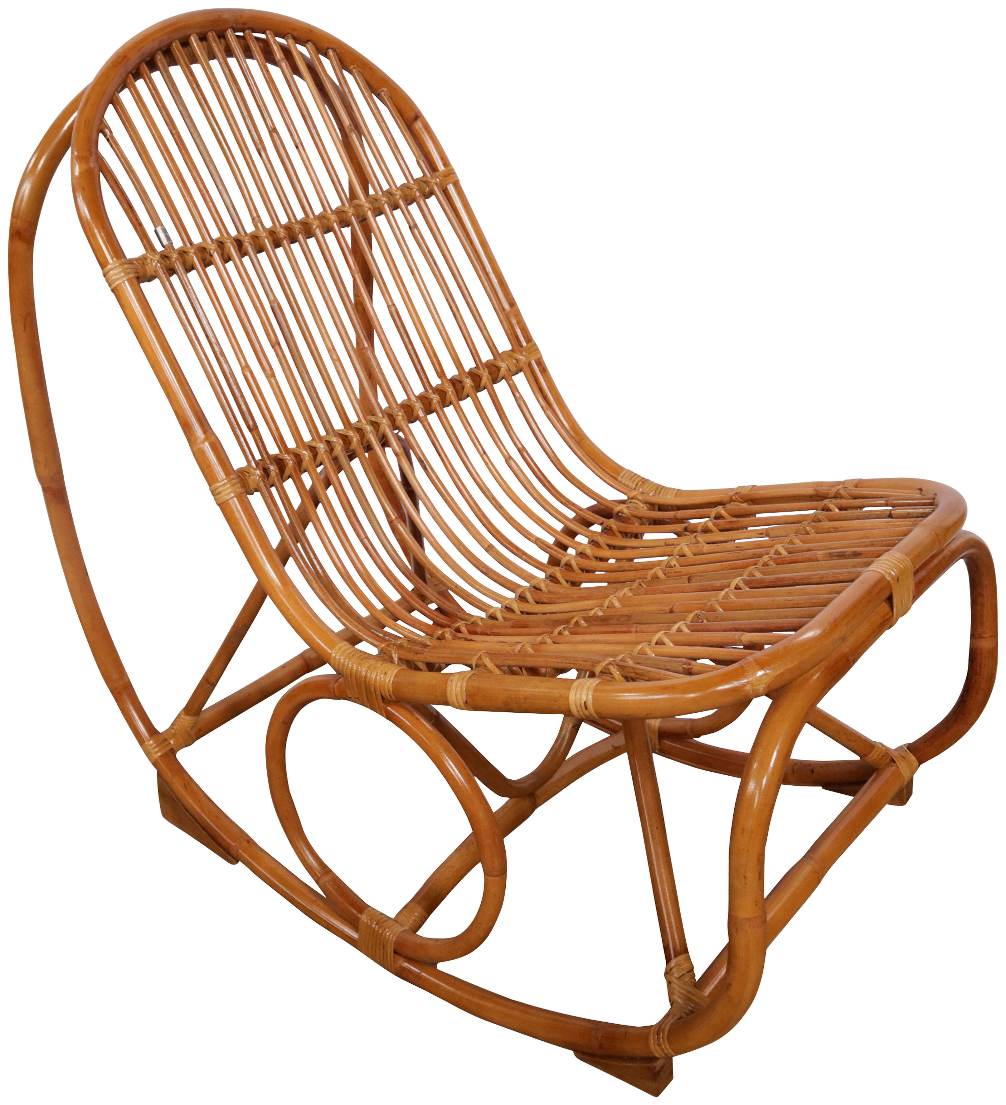 SIT Schaukelstuhl "Kampala aus naturbelassenem Rattan mit Metallmanschette" () Rattan-Schaukelstuhl mit natürlicher Optik