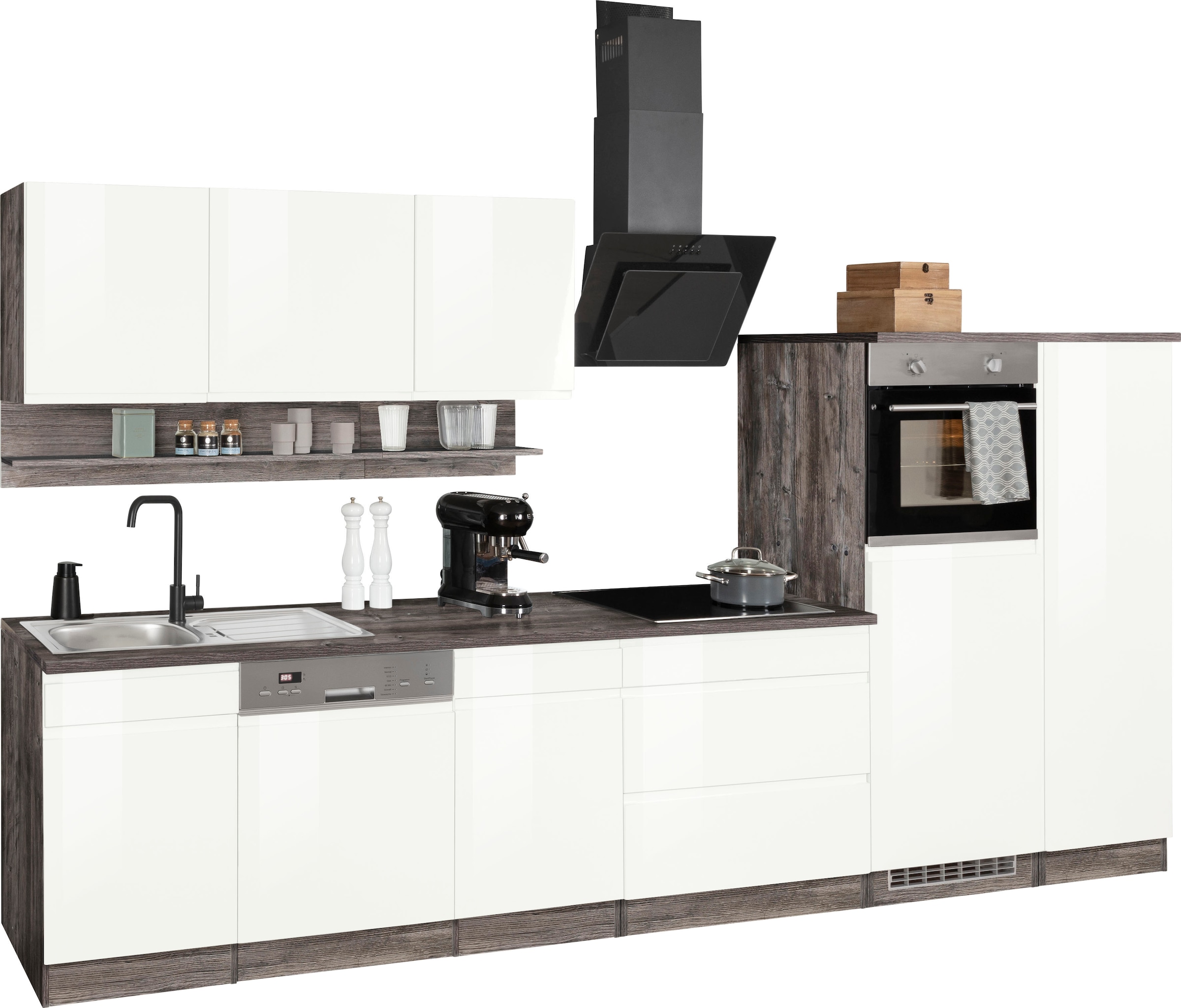 HELD MÖBEL Küchenzeile "Virginia", Breite 350 cm, ohne E-Geräte günstig online kaufen