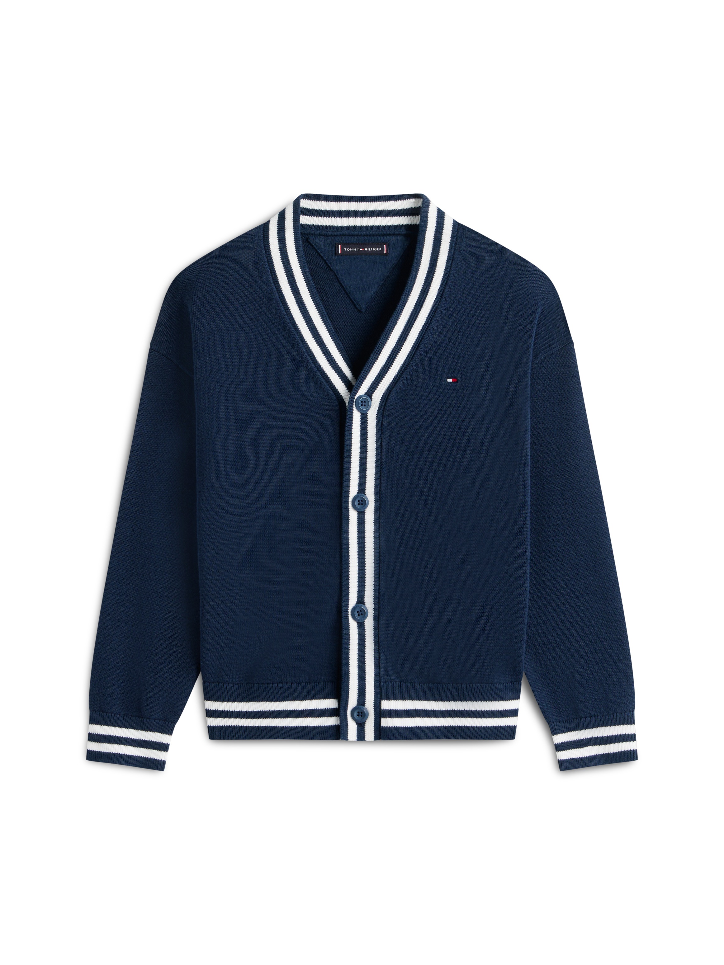 Tommy Hilfiger Strickjacke »VARSITY RIB V-NECK CARDIGAN« Kinder bis 16 Jahre, regular fit