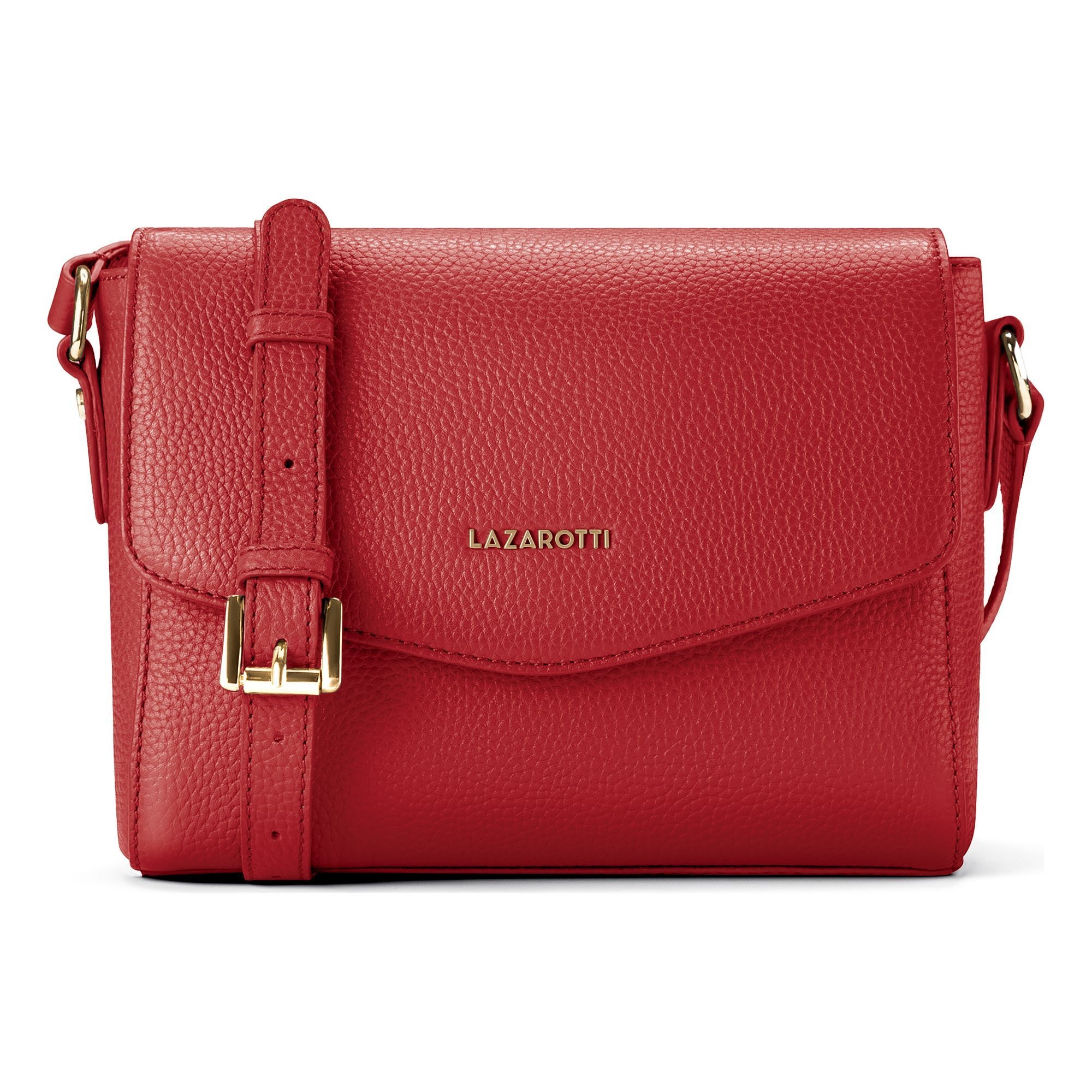 Lazarotti Umhängetasche »Bologna Leather Crossbody Umhängetasche Leder 22 cm«