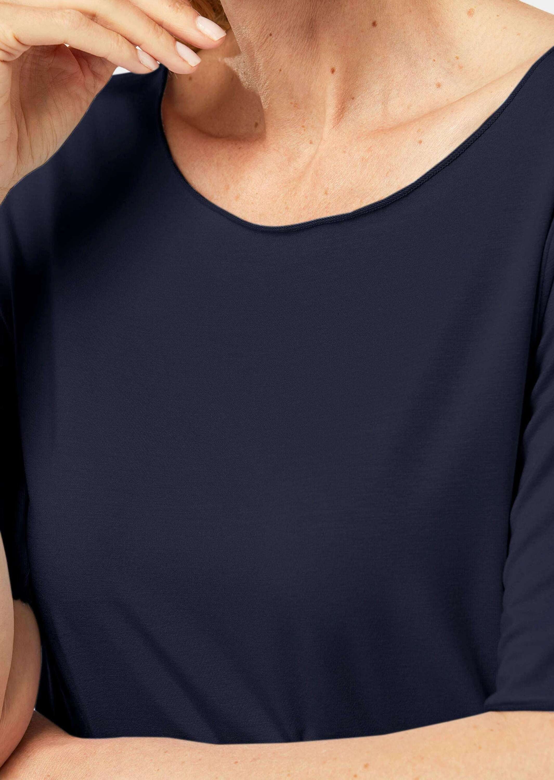 GOLDNER Langarm-Poloshirt »Kombistarkes Halbarmshirt mit tonaler Zierkante«