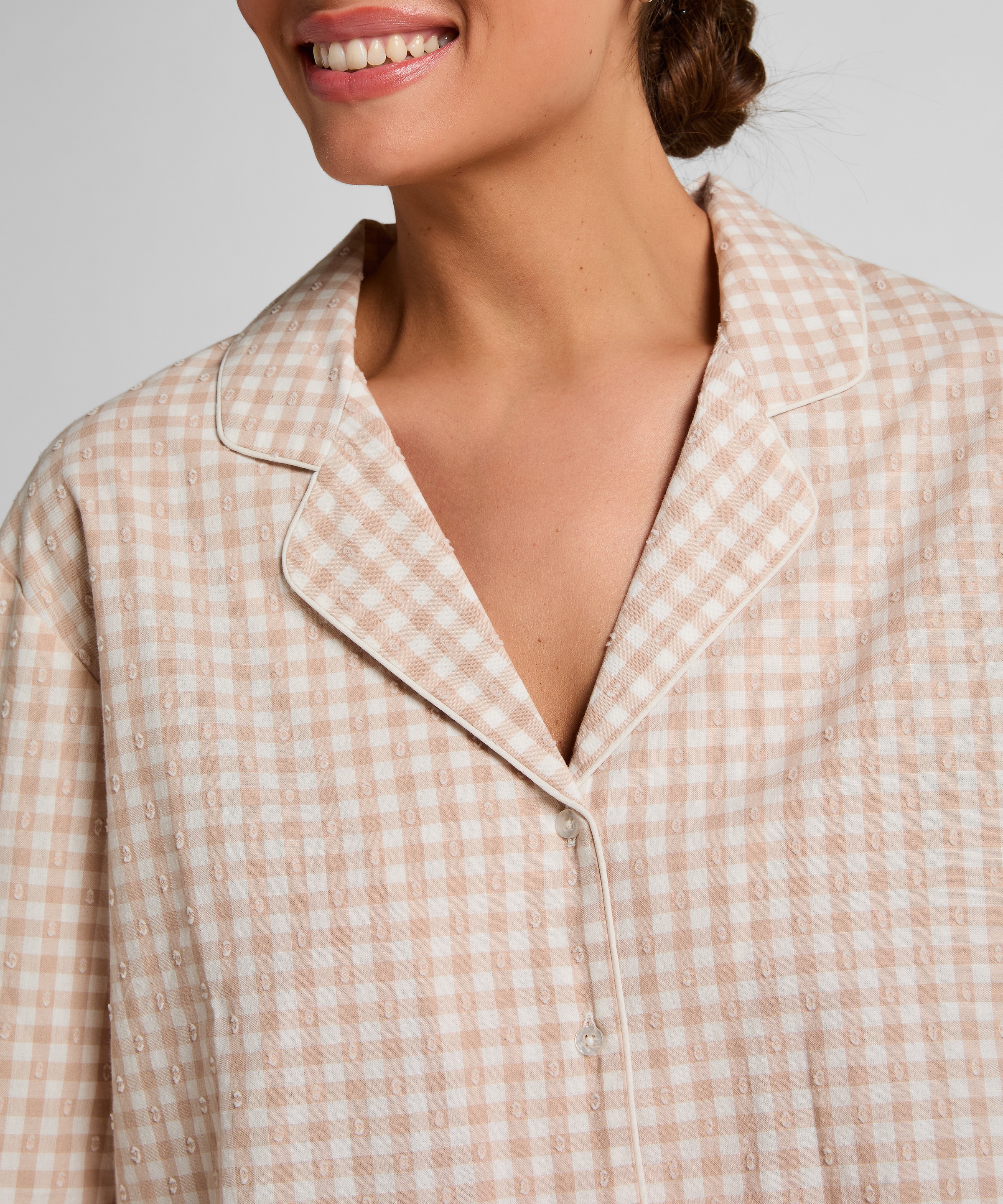 Hunkemöller Pyjama "Dobby Pyjama-Jacke aus Gewebter Baumwolle" günstig online kaufen