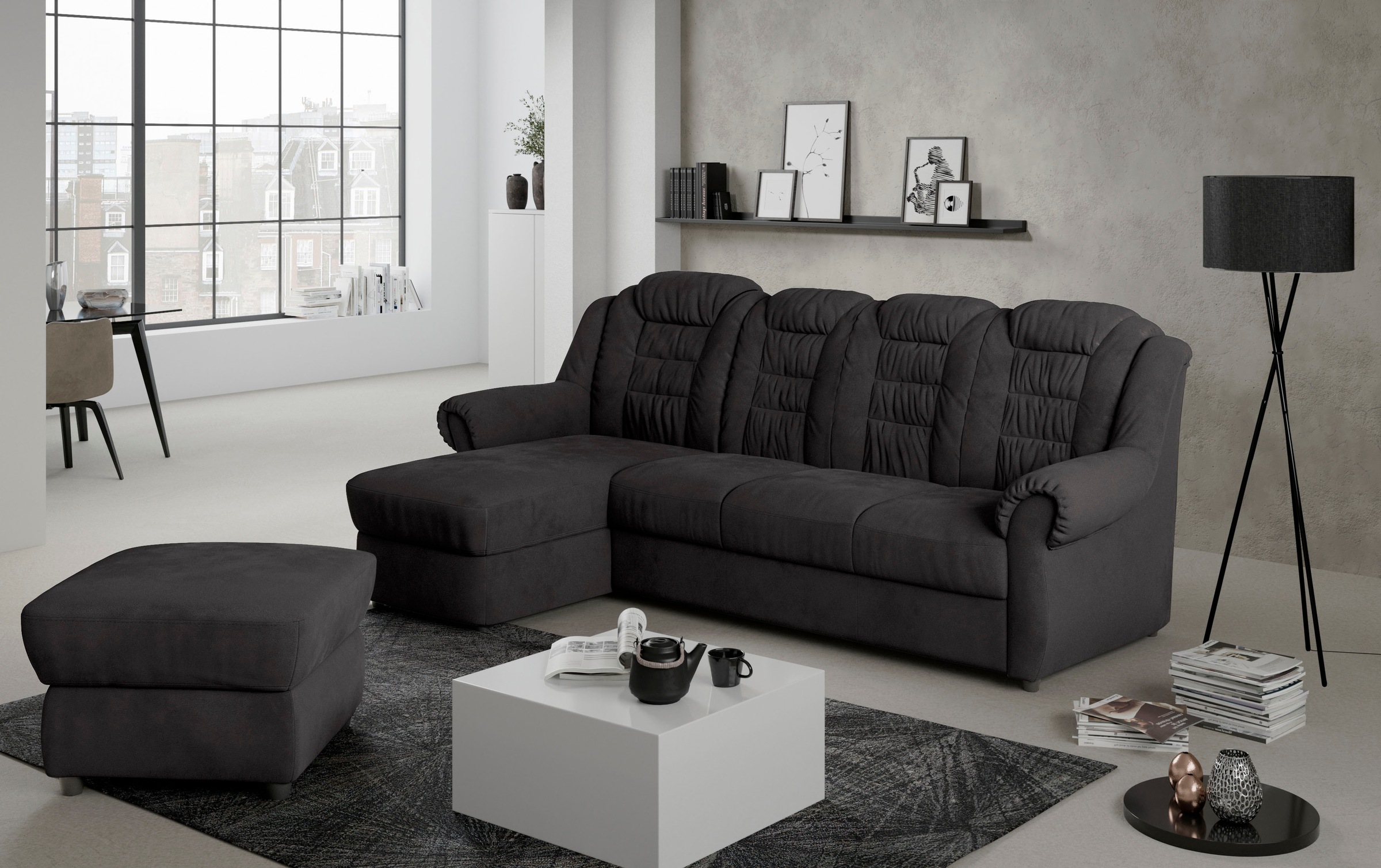 Home affaire Ecksofa »Boston L-Form«, mit hoher Rückenlehne, wahlweise mit Bettfunktion