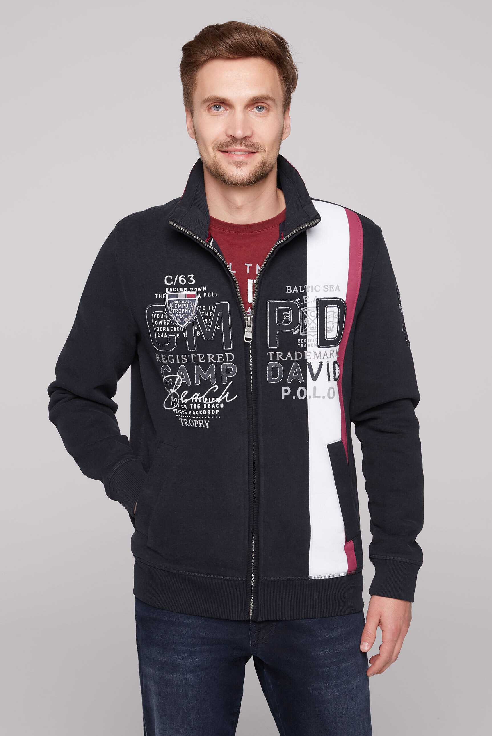 CAMP DAVID Sweatjacke, mit Stehkragen