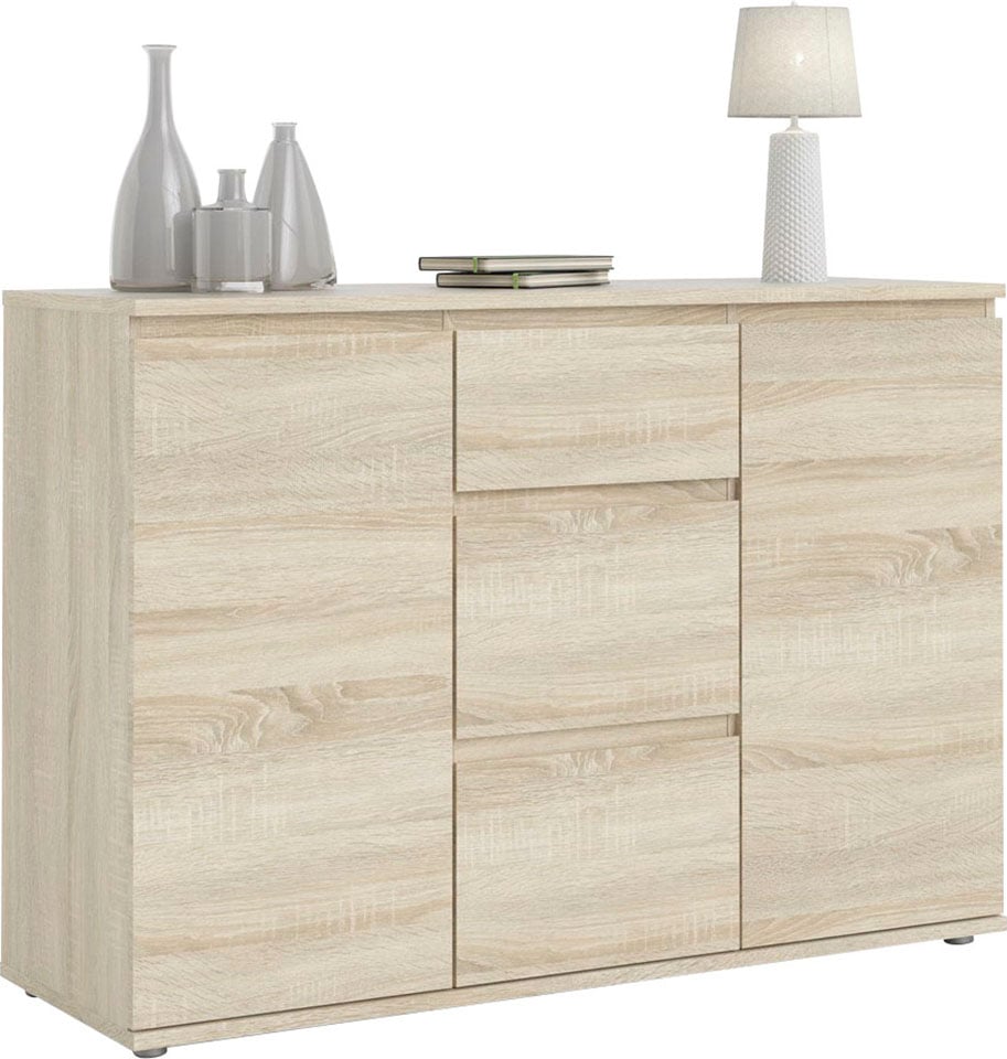 INOSIGN Sideboard "Nova, Aufbewahrung, Schubladenschrank, Sideboard,", 2 Türen, 3 Schubladen, grifflos, Breit e120 cm, H