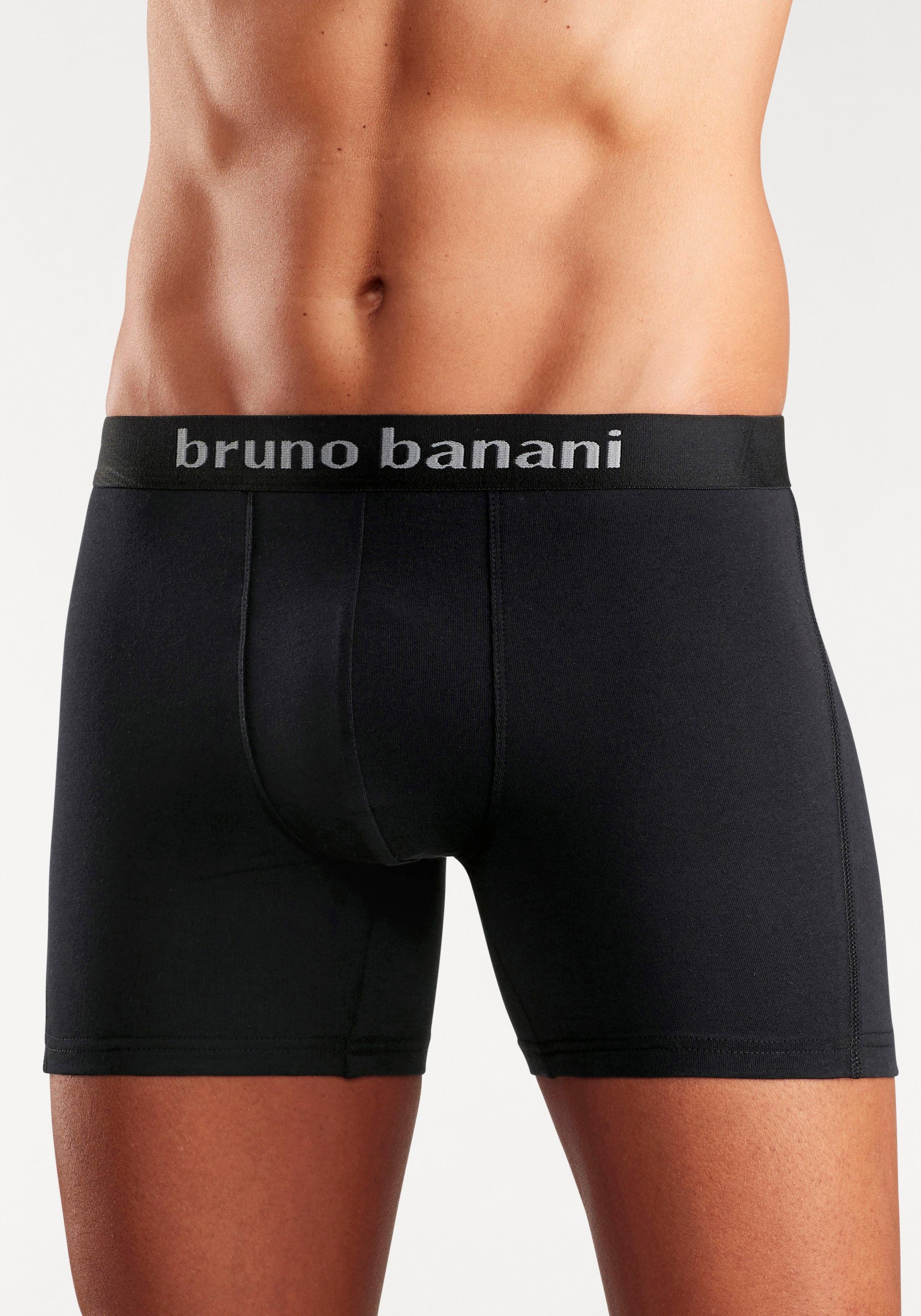 Bruno Banani Langer Boxer »Unterhose für Herren«, (Packung, 4 St.), mit auffälligem Logobund