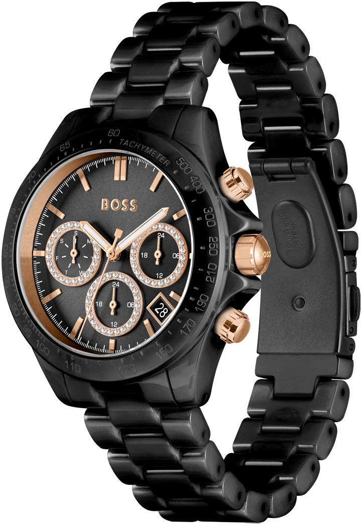 BOSS Multifunktionsuhr »NOVIA CERAMIC«, Quarzuhr, Damenuhr, Herrenuhr Armbanduhr, Keramikarmband