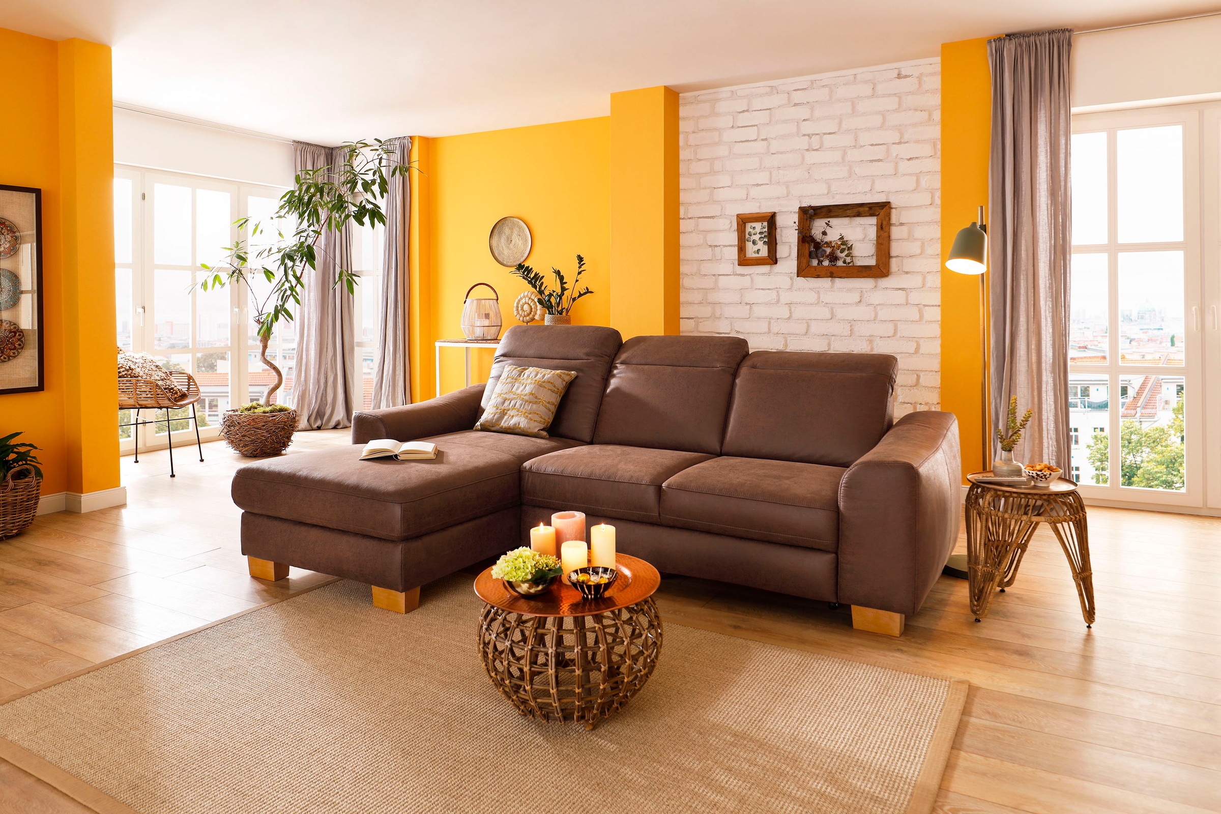 Home affaire Ecksofa "Dundee L-Form" wahlweise mit Kopfteilverstellung und günstig online kaufen