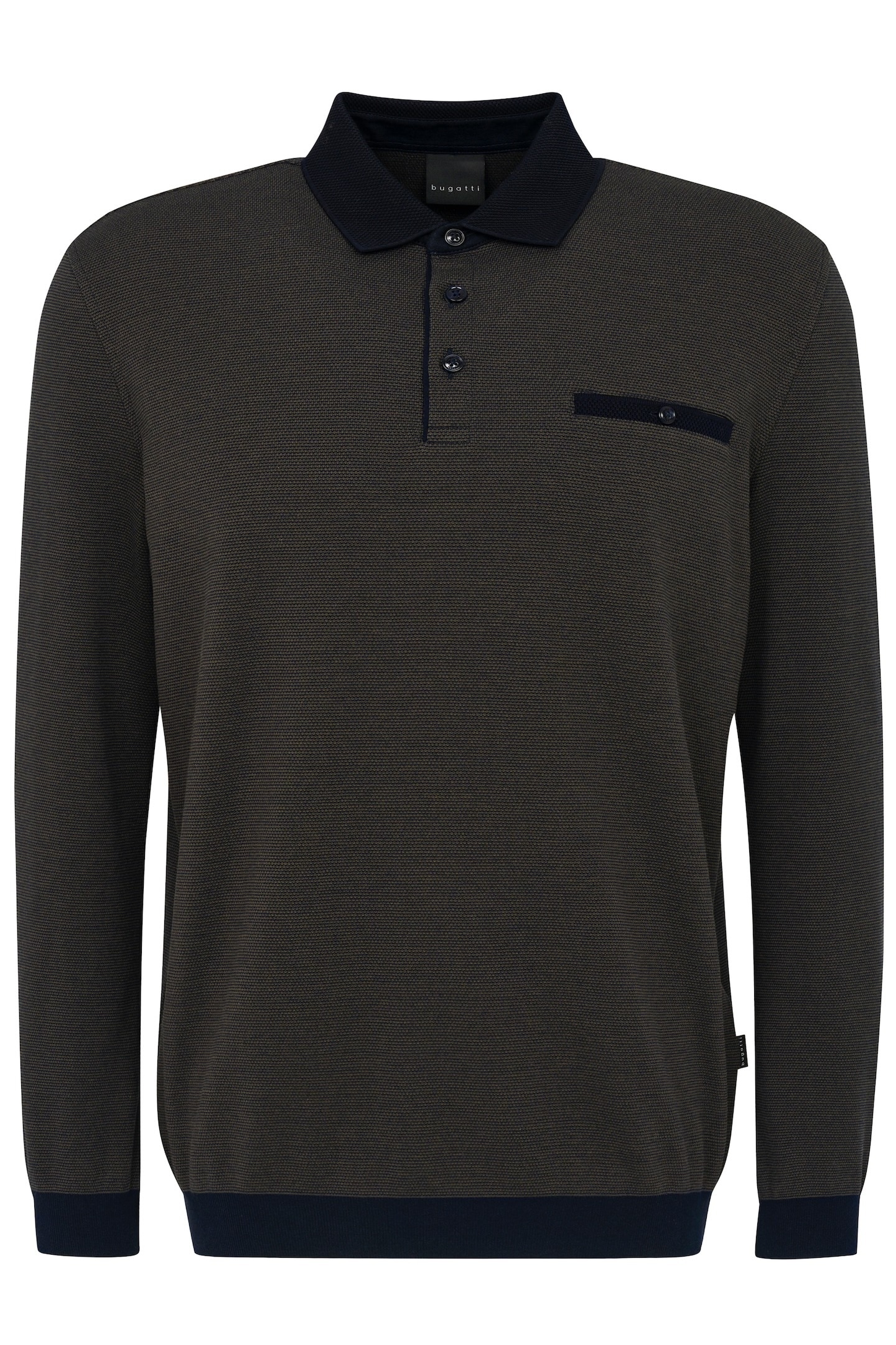 bugatti Langarm-Poloshirt, mit Strukturkragen