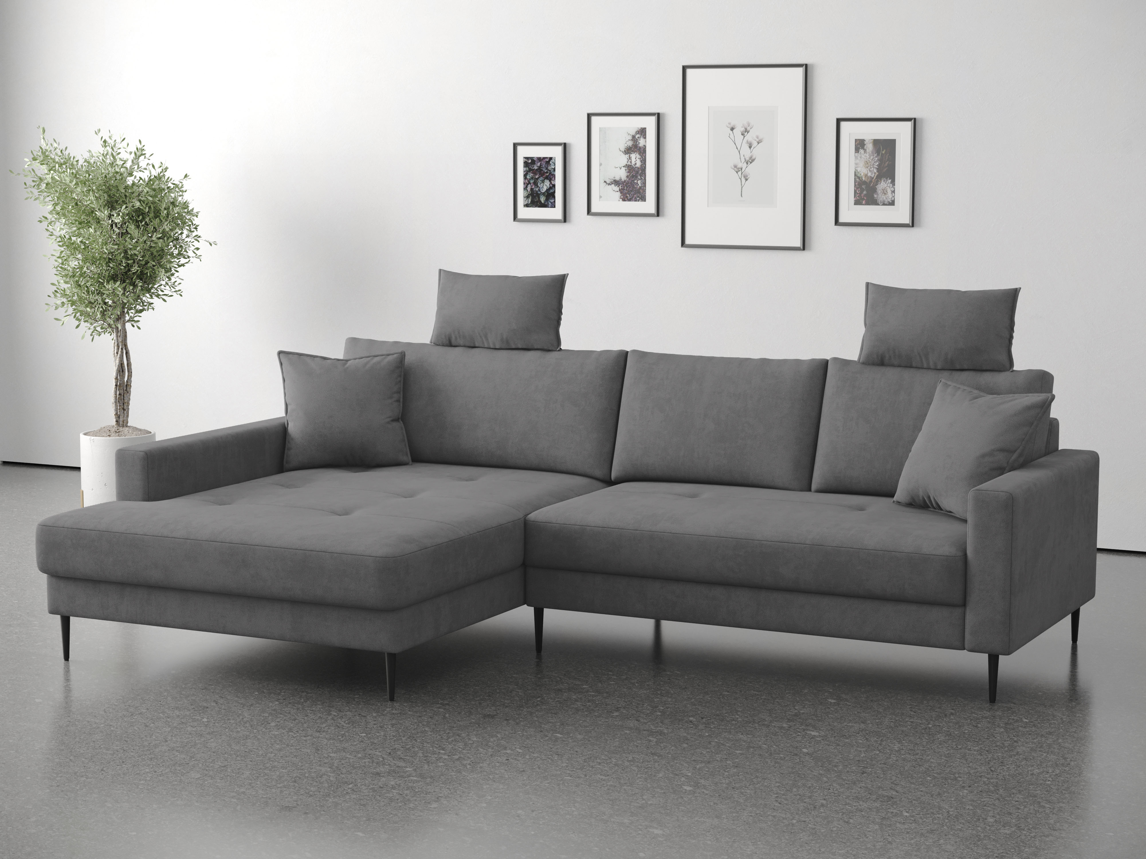 OTTO home Ecksofa "Summer L-Form, B: 280cm, in Cord & Struktur" wahlweise mit Kopfstützen, schwarze Metallfüße