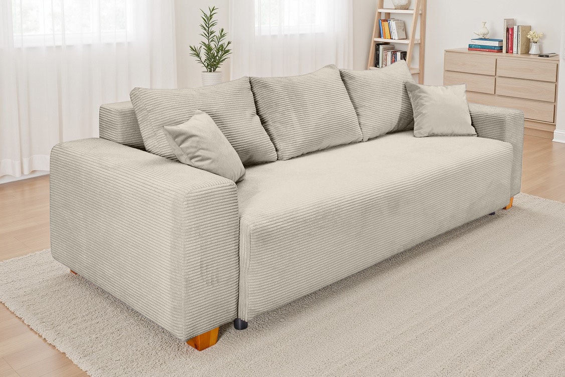COLLECTION AB "Yves, B: 243 cm, Liegefl. 142x194 cm" Schlaffunktion, Bettkasten & 2 Zierkissen, Federkern