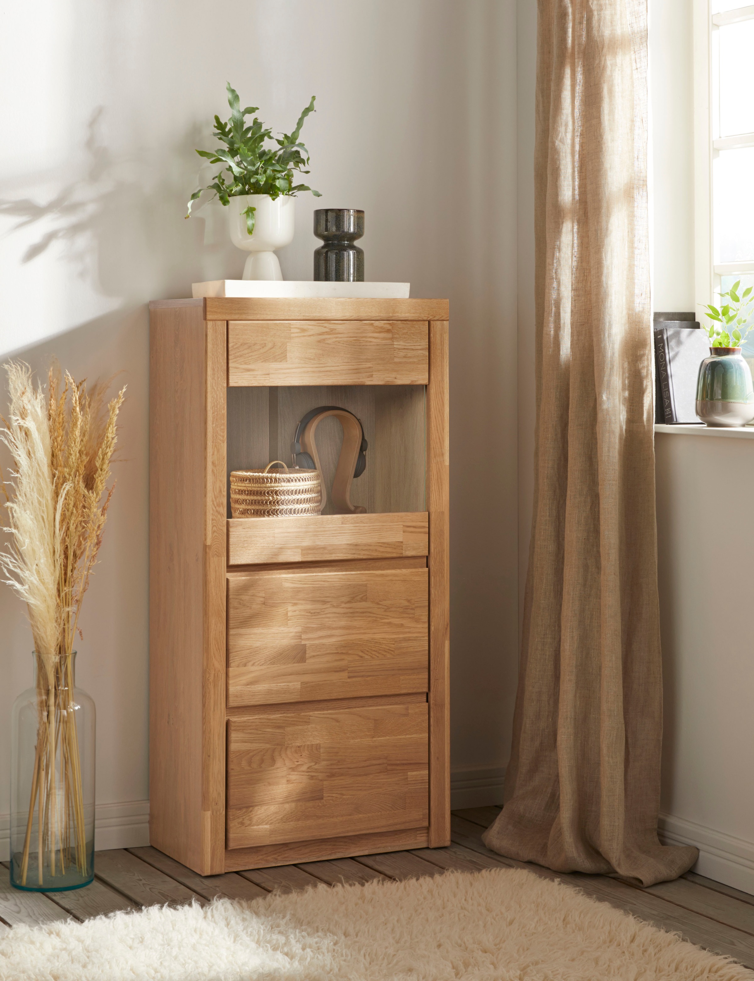 Thumbnail - OTTO home Vitrine "Silkeborg" schöne grifflose Optik, teilmassiv