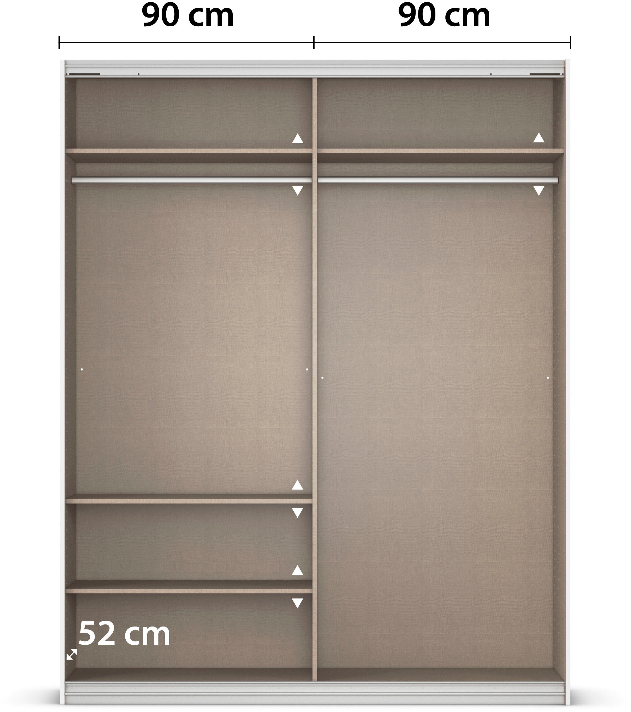 INOSIGN BY RAUCH Schwebetürenschrank »Kleiderschrank Schrank Garderobe Schlafzimmerschrank THANOS«, (in 3 verschiedenen Ausstattungen BASIC/CLASSIC/PREMIUM), Optional mit Spiegel, Metall-Griffleisten alufarben MADE IN GERMANY