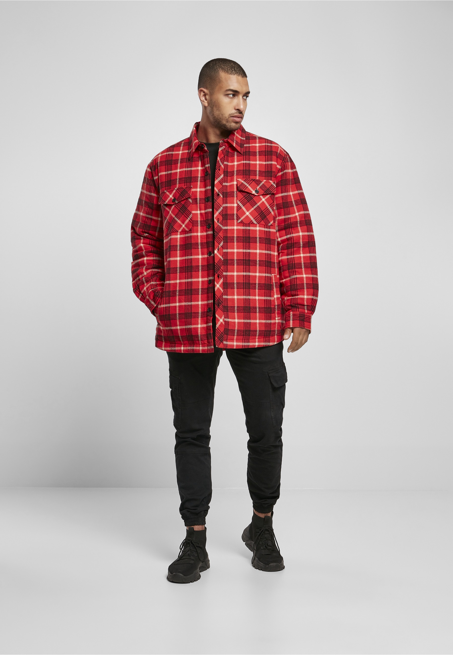 URBAN CLASSICS Funktionsmantel »Urban Classics Herren Plaid Quilted Shirt Jacket«