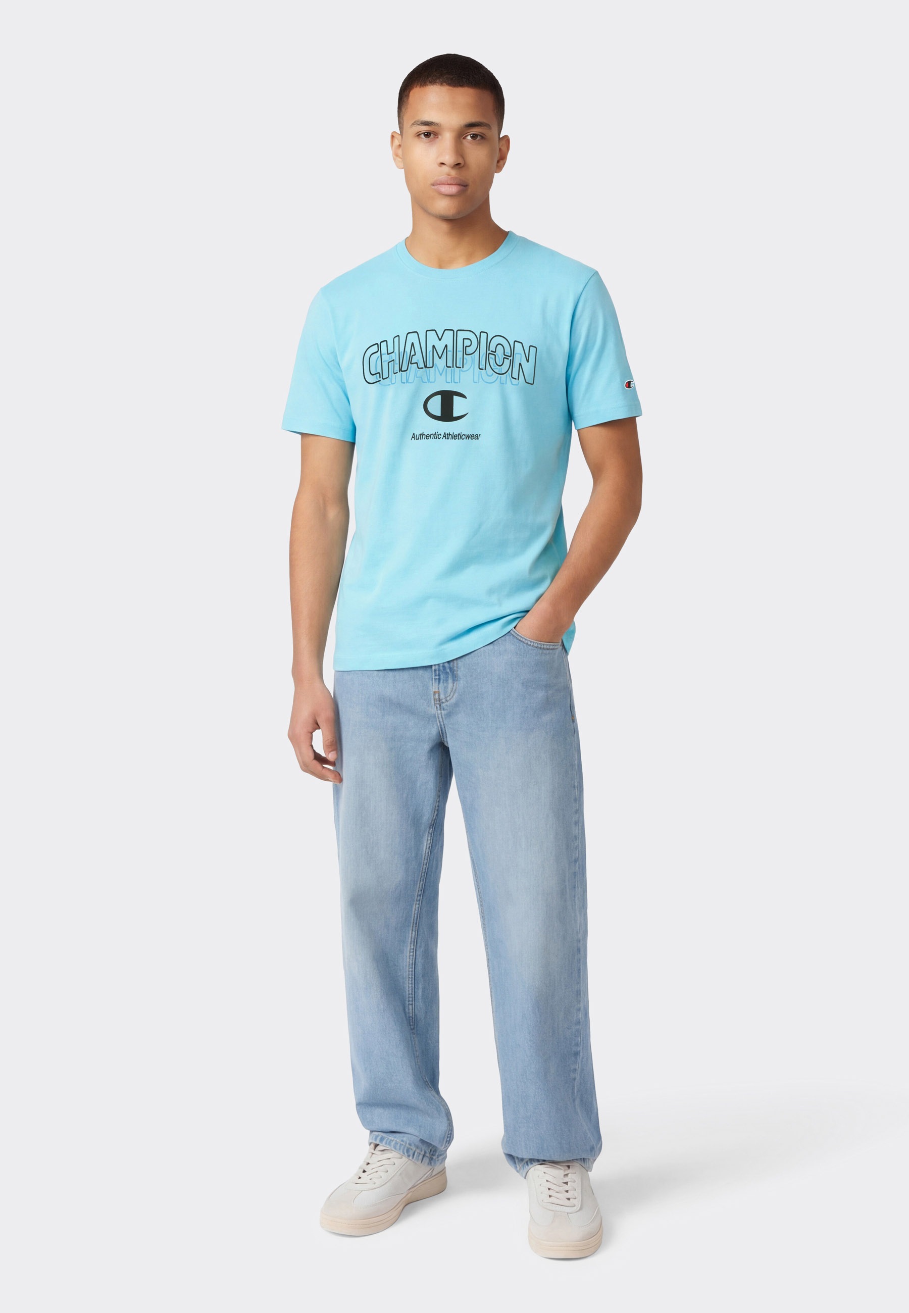 T-Shirt CHAMPION "Graphic Tee", Herren, Gr. XL, blts, Obermaterial: 100% Baumwolle, normal, Rundhals, Shirts T-Shirt, sportliche Passform, Kurzarm, Rundhalsausschnitt 2