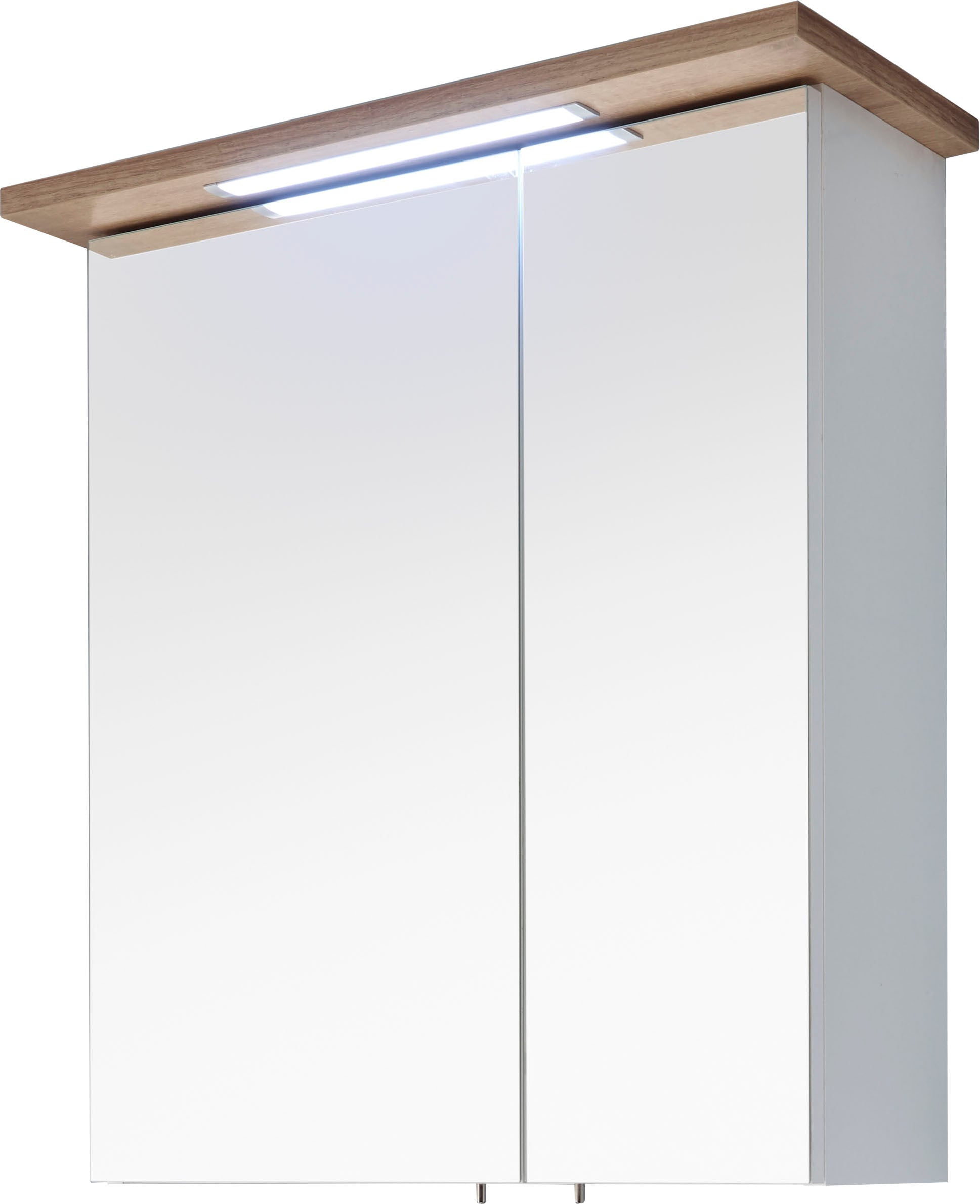 Saphir Spiegelschrank »Quickset 923 Badschrank, 2 Spiegeltüren, 2 Einlegeböden, 60 cm breit«, inkl. LED-Beleuchtung, Türdämpfer, Schalter-/Steckdosenkombination