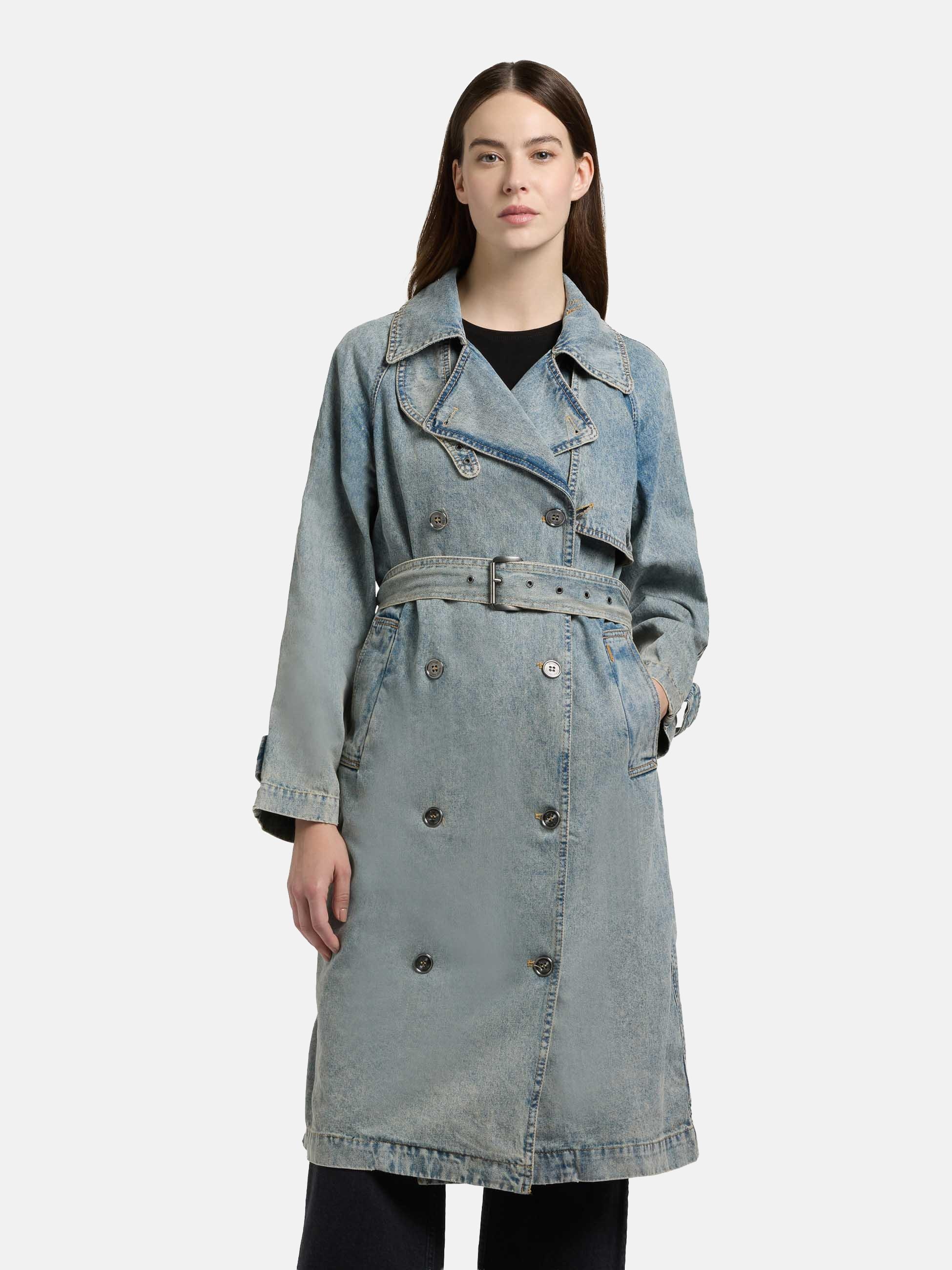 khujo Trenchcoat "Enza" Damen Übergangsmantel in Jeans-Optik günstig online kaufen