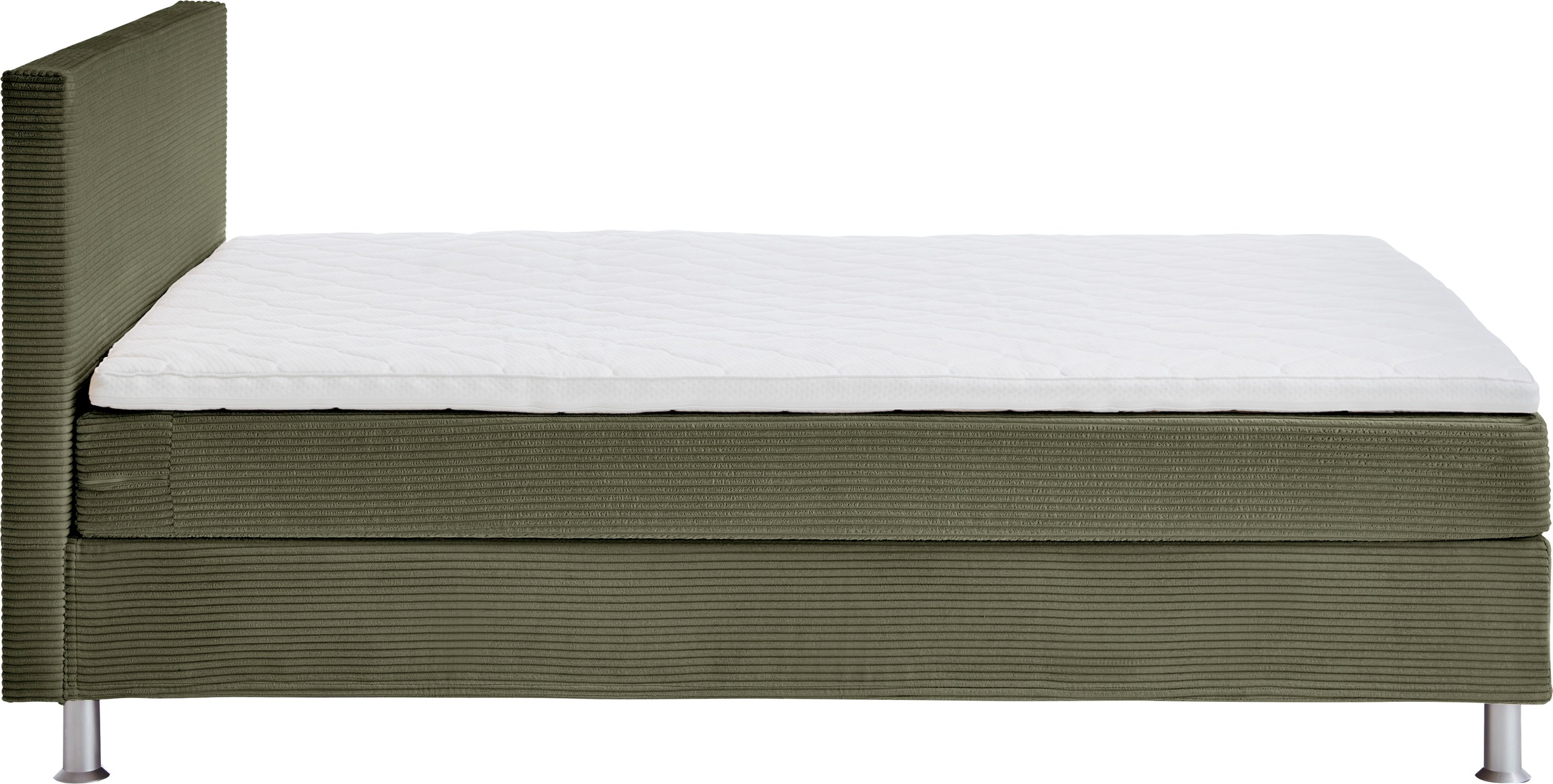 Boxbett "Edison", grün (olivgrün), B:120cm L:209cm, Bezug Bett: Cord (65% Polypropylen, 35% Polyester), ATLANTIC HOME COLLECTION, Komplettbetten, Boxspringbett, inkl. Bonnellfederkern-Matratze und Topper 6