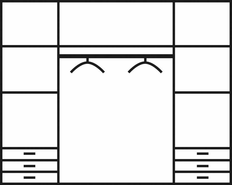 FORTE Kleiderschrank »Jupiter, Made in Europe, mit Schubladen«, (Maße (T/H): 60/200 cm), Stauraum, 2 Breiten, 4 Farben, Schubladen, variable Einlegeböden
