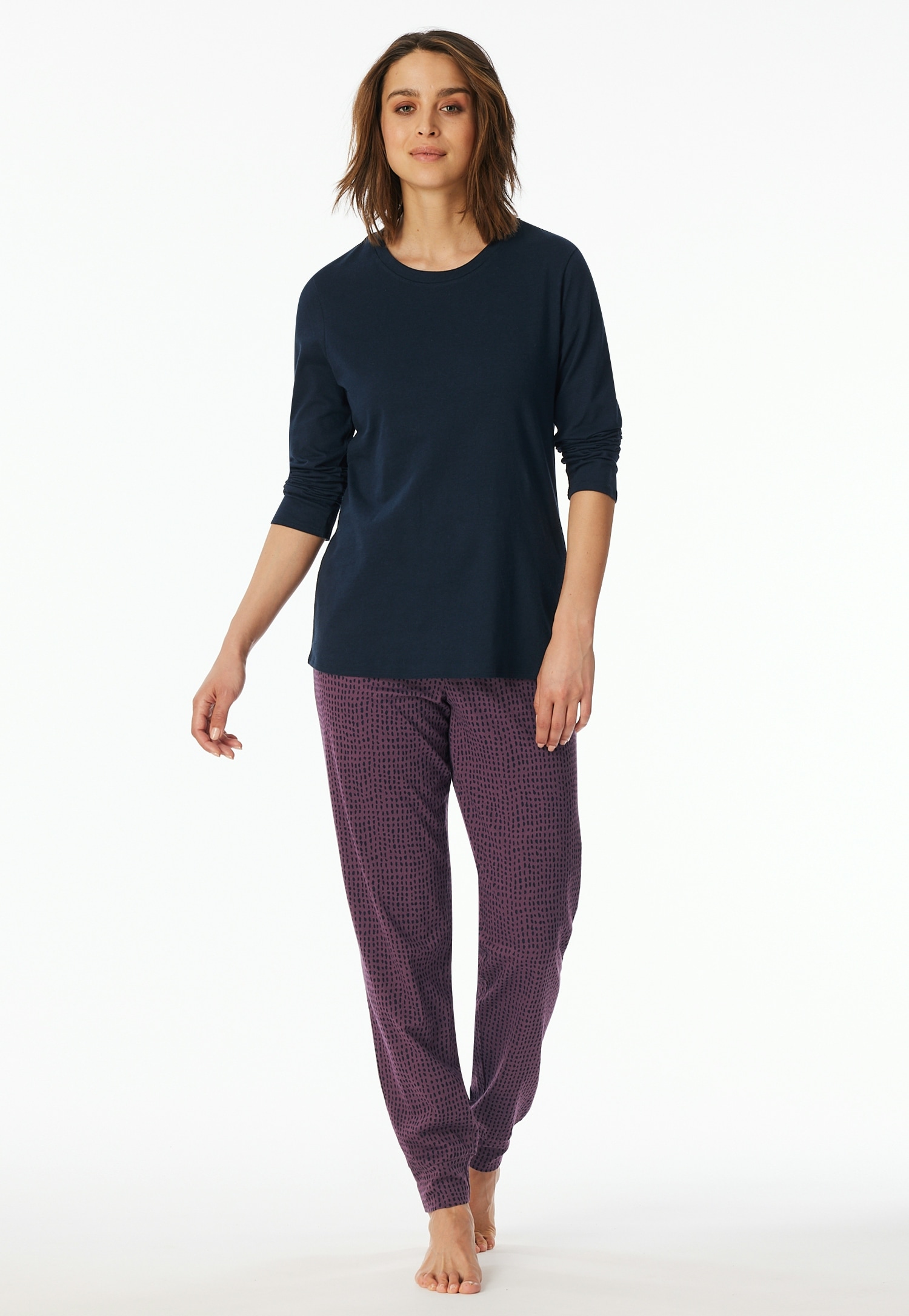 uncover by SCHIESSER Schlafanzug »UNCOVER Nightwear«, (2 tlg.), Baumwolle, Singel Jersey-Qualität, langärmelig, atmungsaktiv, bequem