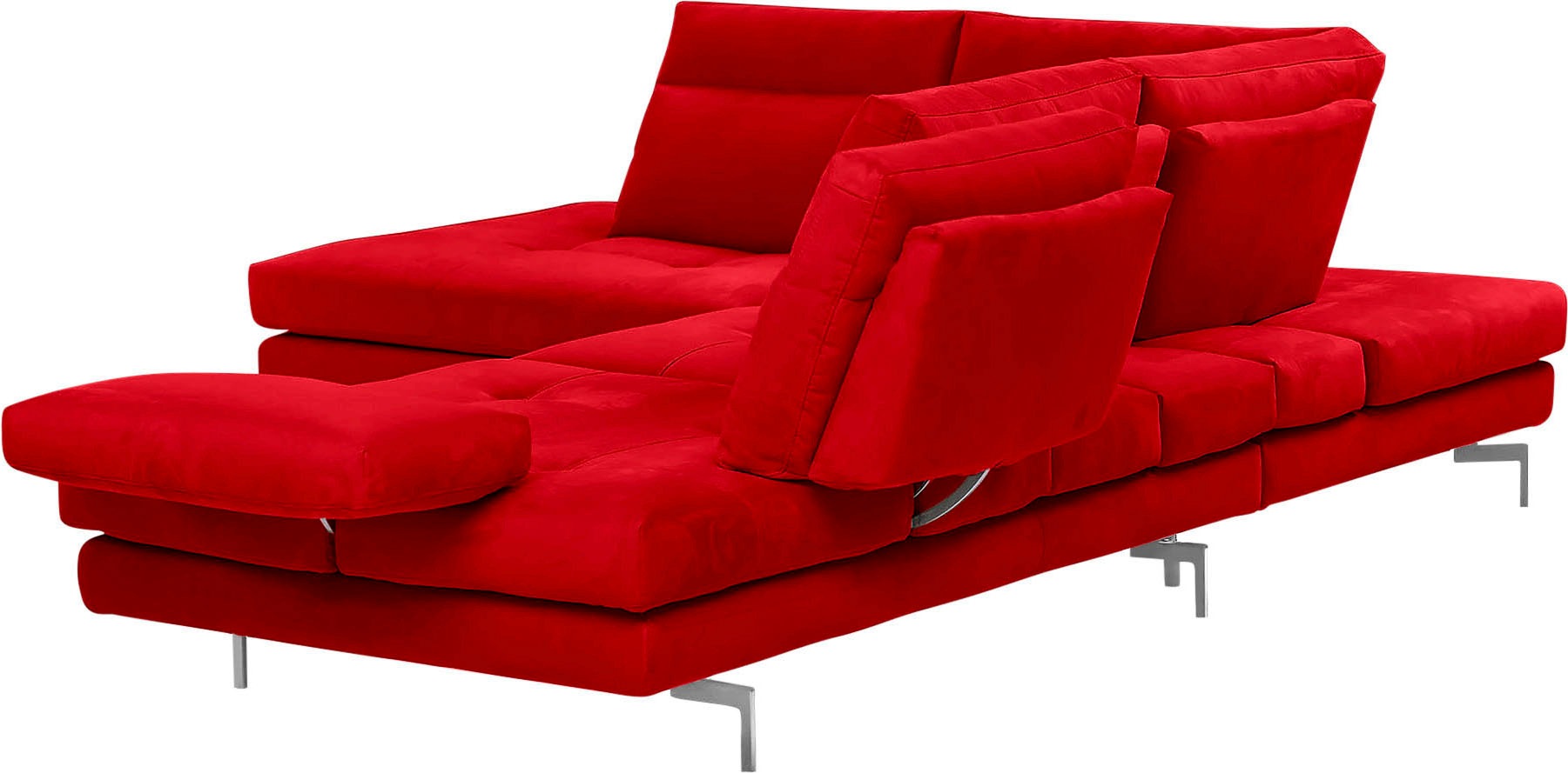 CALIA ITALIA Ecksofa »Toby Wing, L-Form, Multifunktionssofa, bequem und edel«, Sitztiefenverstellung und Armteilfunktion, Füße chrom glänzend