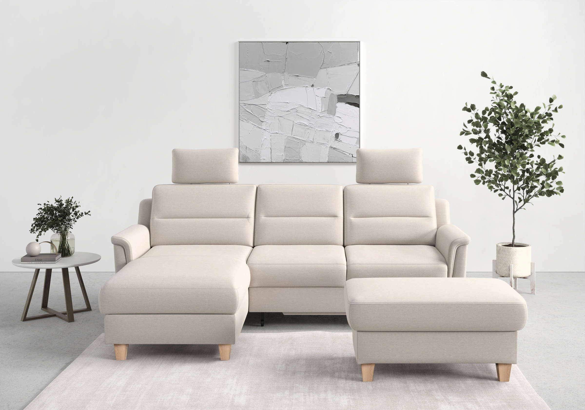 Ecksofa SIT & MORE "Farö L-Form", grau (elephant), B:234cm H:90cm T:168cm, Sofas, Ecksofa, inklusive Federkern, wahlweise mit Bettfunktion und Bettkasten
