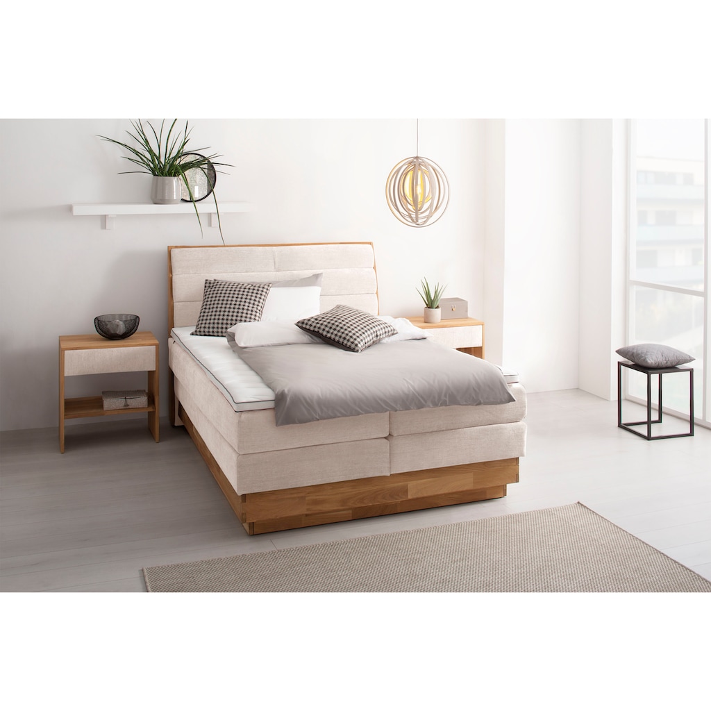 OTTO products Boxspringbett, LED-Beleuchtung, mit zertifizierten, recycelten Bezugsstoffen