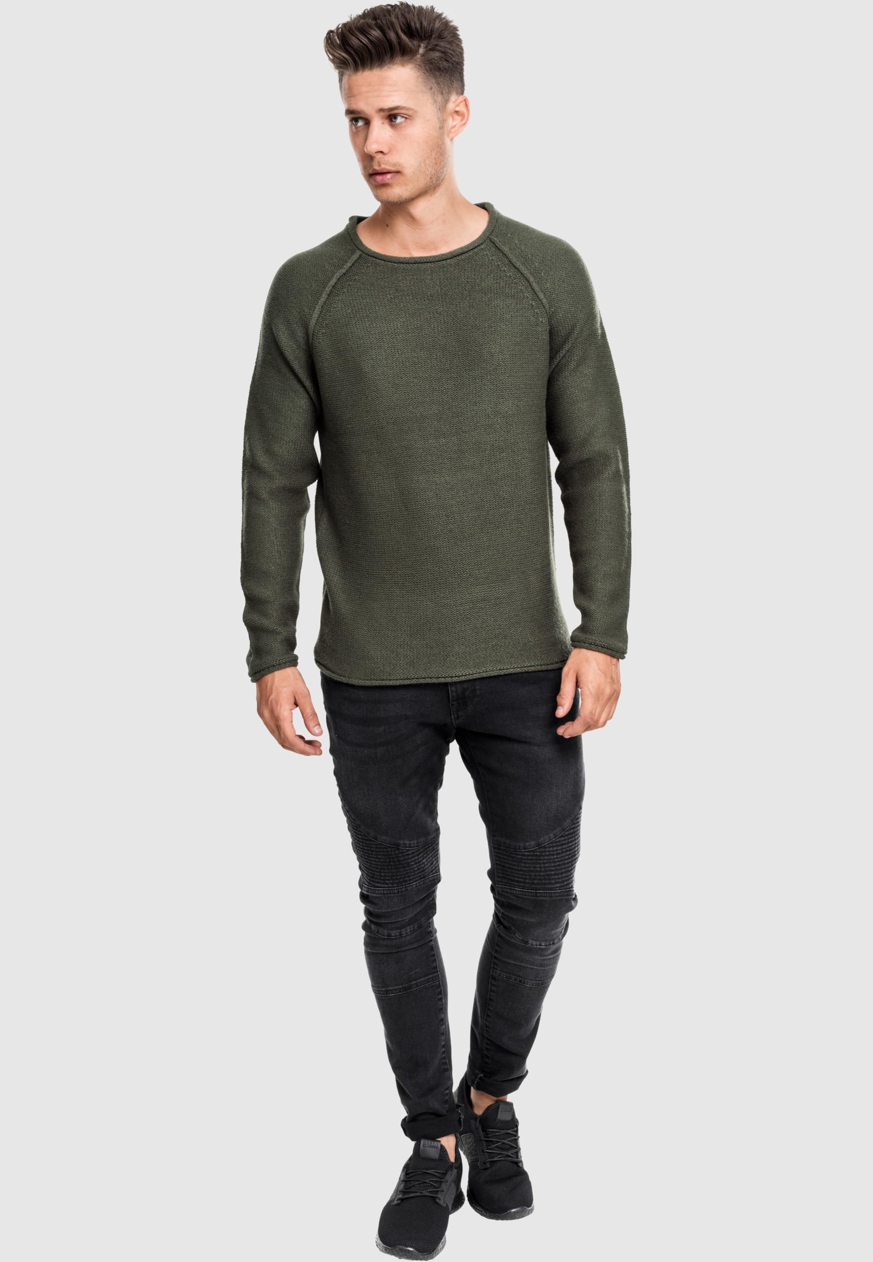 URBAN CLASSICS Rundhalspullover »Urban Classics Herren Raglan Wideneck Sweater«, (1 tlg.)