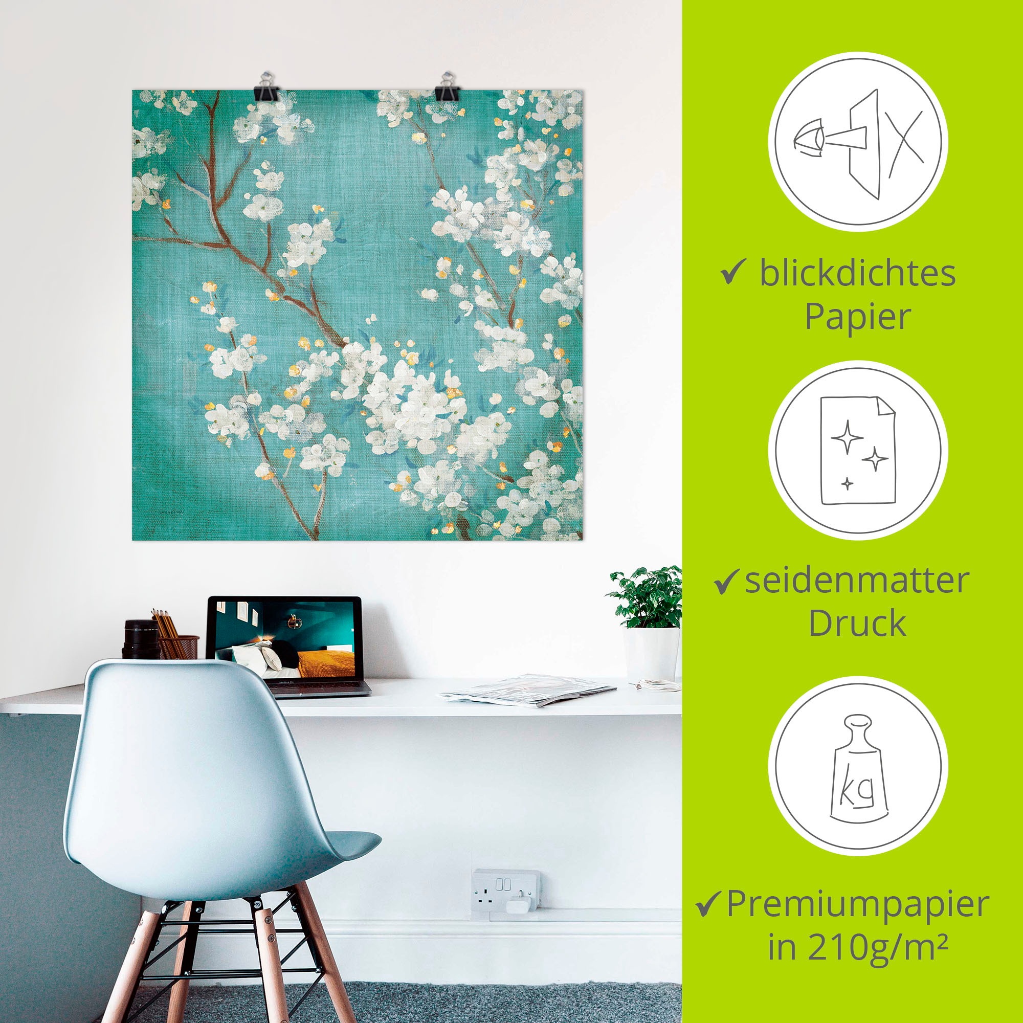 Artland Wandbild »Weiße Kirschblüten II«, Blumen, (1 St.), als Leinwandbild, Poster in verschied. Größen
