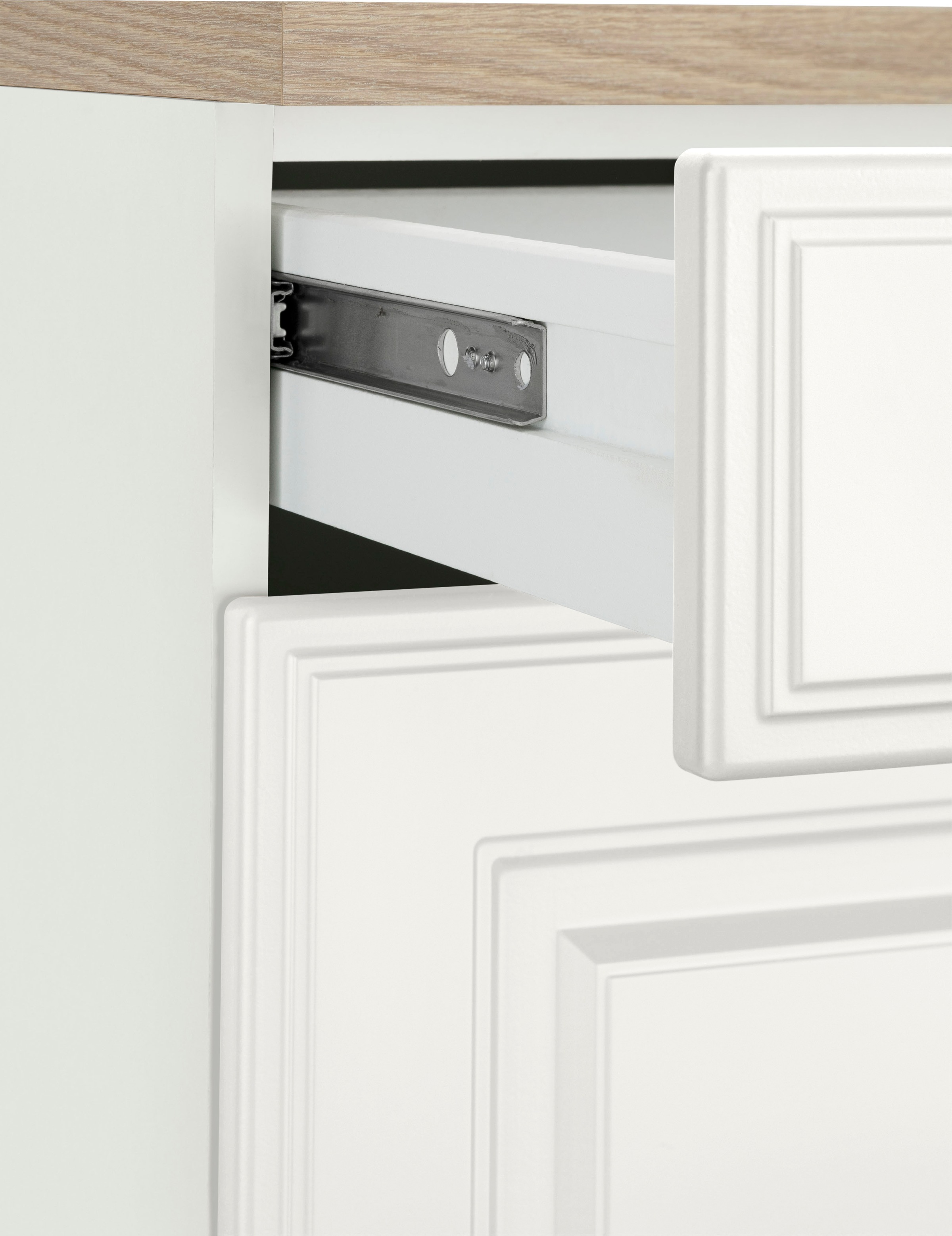 KOCHSTATION Küchenzeile »KS-Stockholm«, Breite 310 cm, mit hochwertigen MDF Fronten im Landhaus-Stil