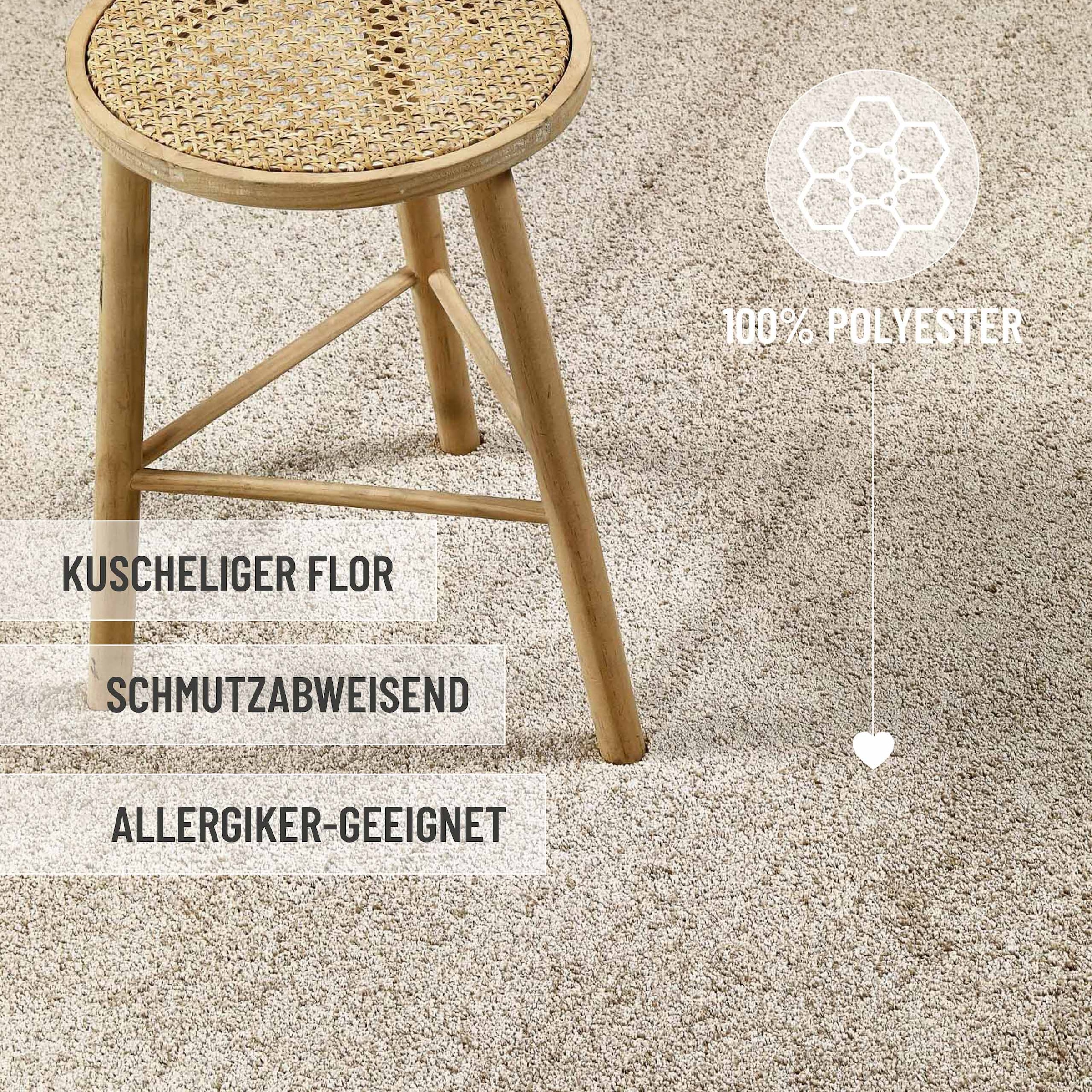 Wecon home Basics Hochflor-Teppich »Nova, auch als Läufer, auch quadratisch«, rechteckig, 25 mm Höhe, Shaggy gewebt, Läufer, robust, Wohnzimmer, Schlafzimmer