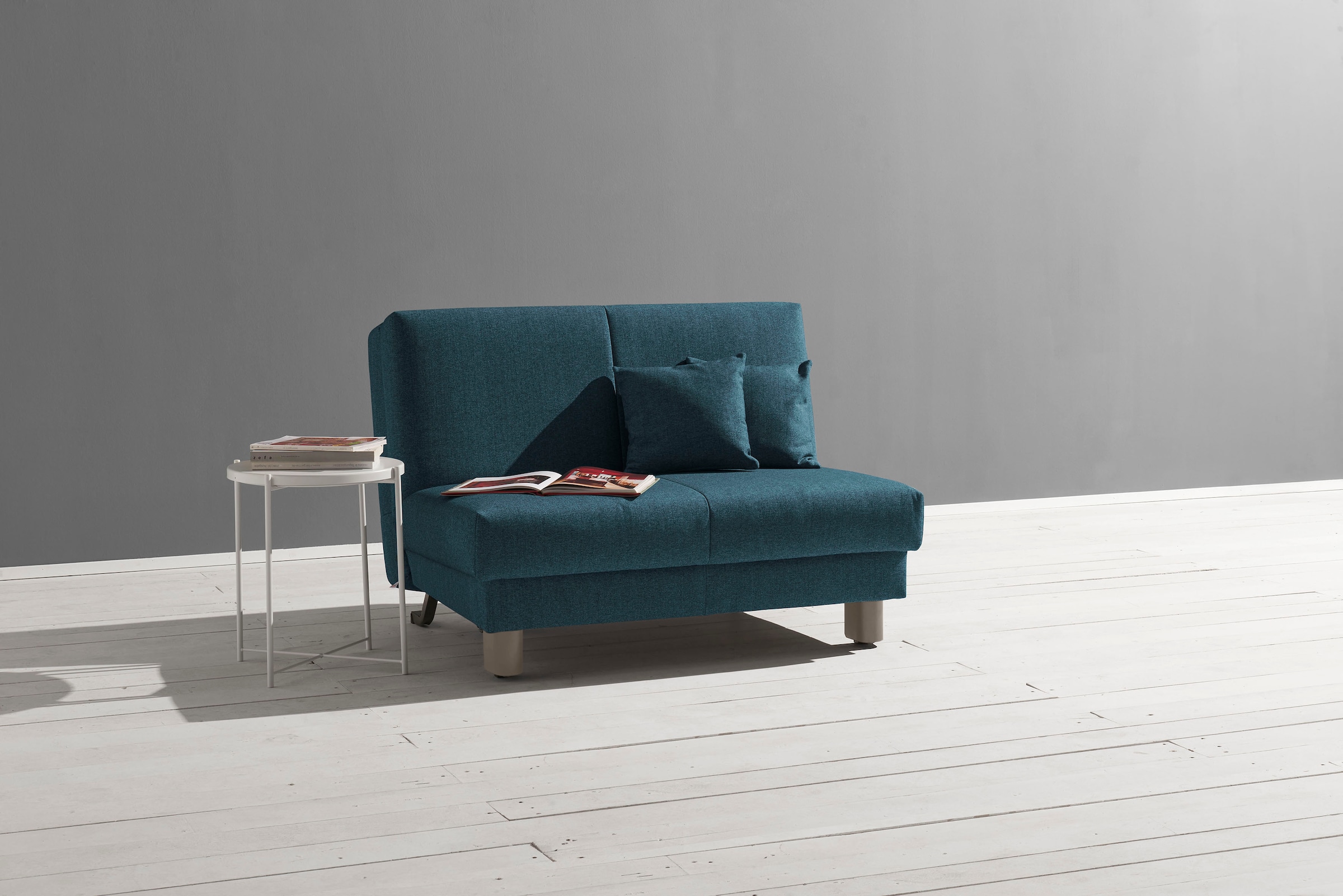 ell + ell Schlafsofa »Enny«, Liegefläche Breite 120 oder 140 cm, Liegehöhe 45 cm, Füße alufarben