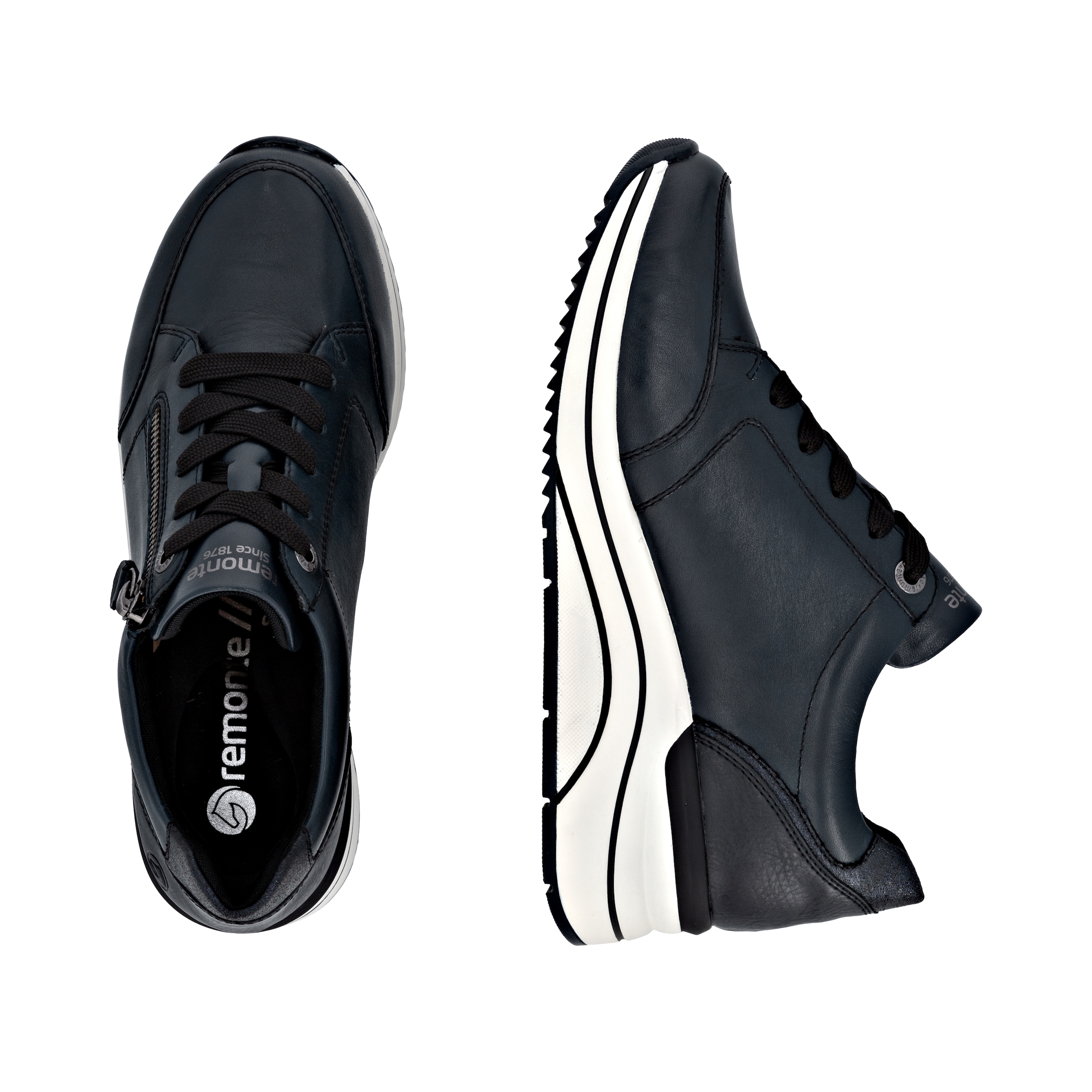 Remonte Keilsneaker, Freizeitschuh, Halbschuh, Schnürschuh mit goldfarbenem Logoanhänger