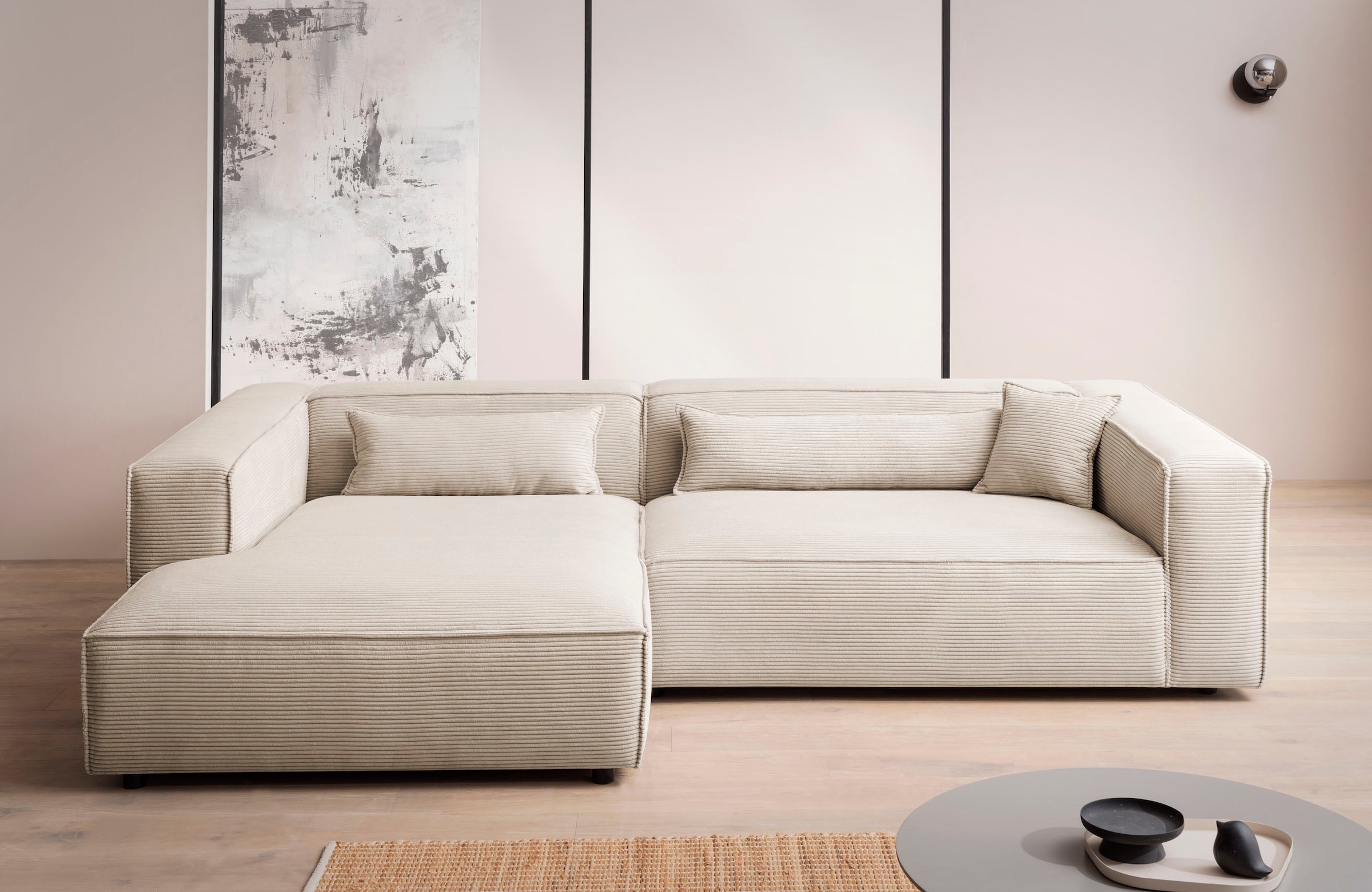 LeGer Home by Lena Gercke Ecksofa »PIARA XXL, besonders tiefe Sitzfläche, L-Form,«, Inklusive 2 Rückenkissen 80x35 cm und 1 Zierkissen 40x40 cm