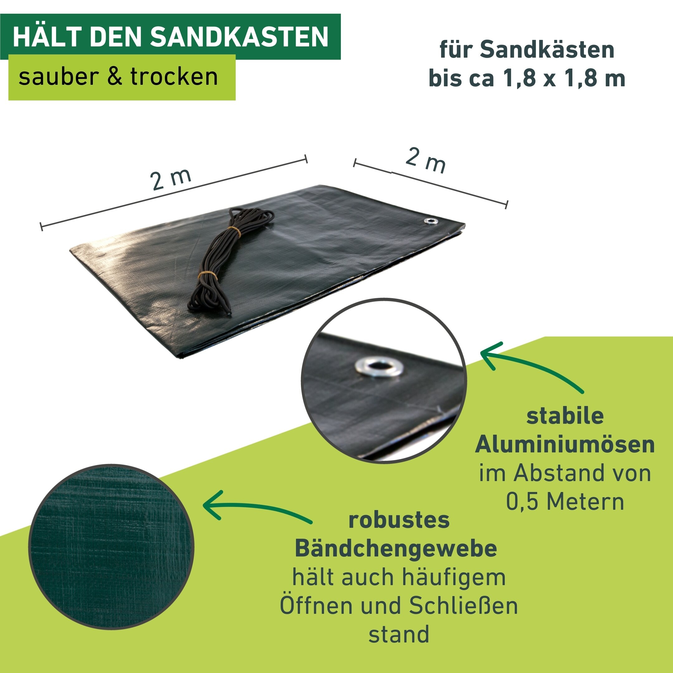Windhager Sandkasten-Abdeckplane »LARGE« 2x2 m, mit Kordel zur Befestigung