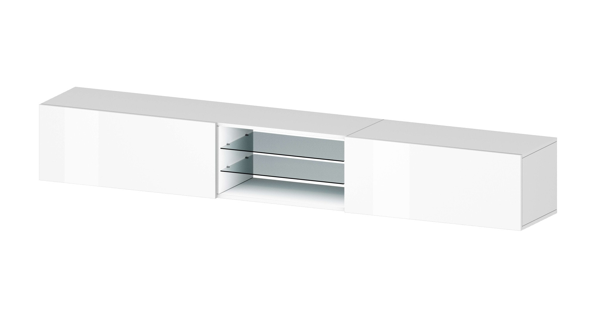 INOSIGN Lowboard »Egypt,Lowboard,TV-Kommode,TV-Möbel,TV-Bank«, mit 2 Klappen, 2 Glasböden,kompl. Hochgl. lackiert (B/T/H)240x38x35 cm