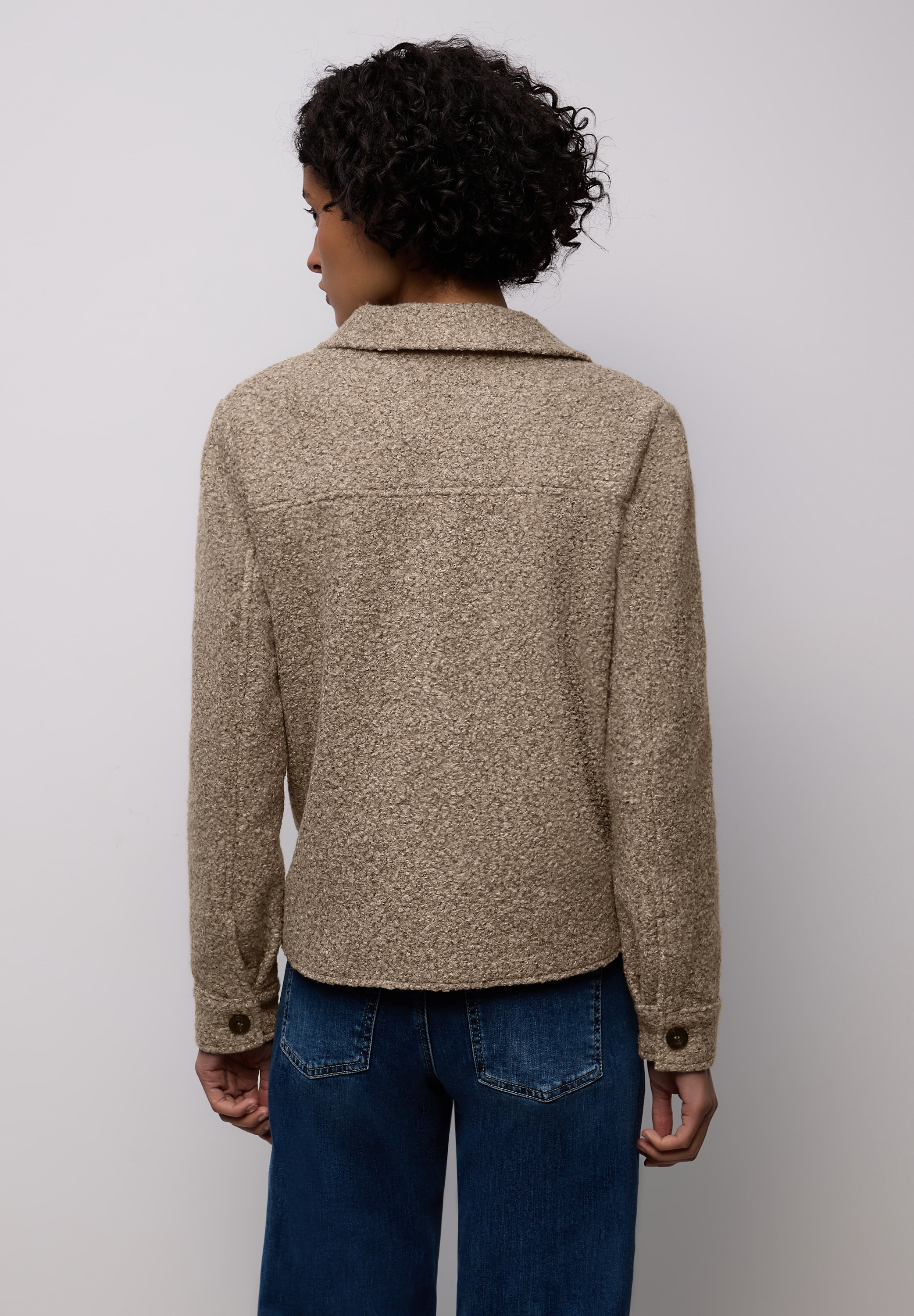 STREET ONE Blusenjacke ohne Kapuze Overshirt in Woll-Optik, mit Hemdkragen und Knopfleiste