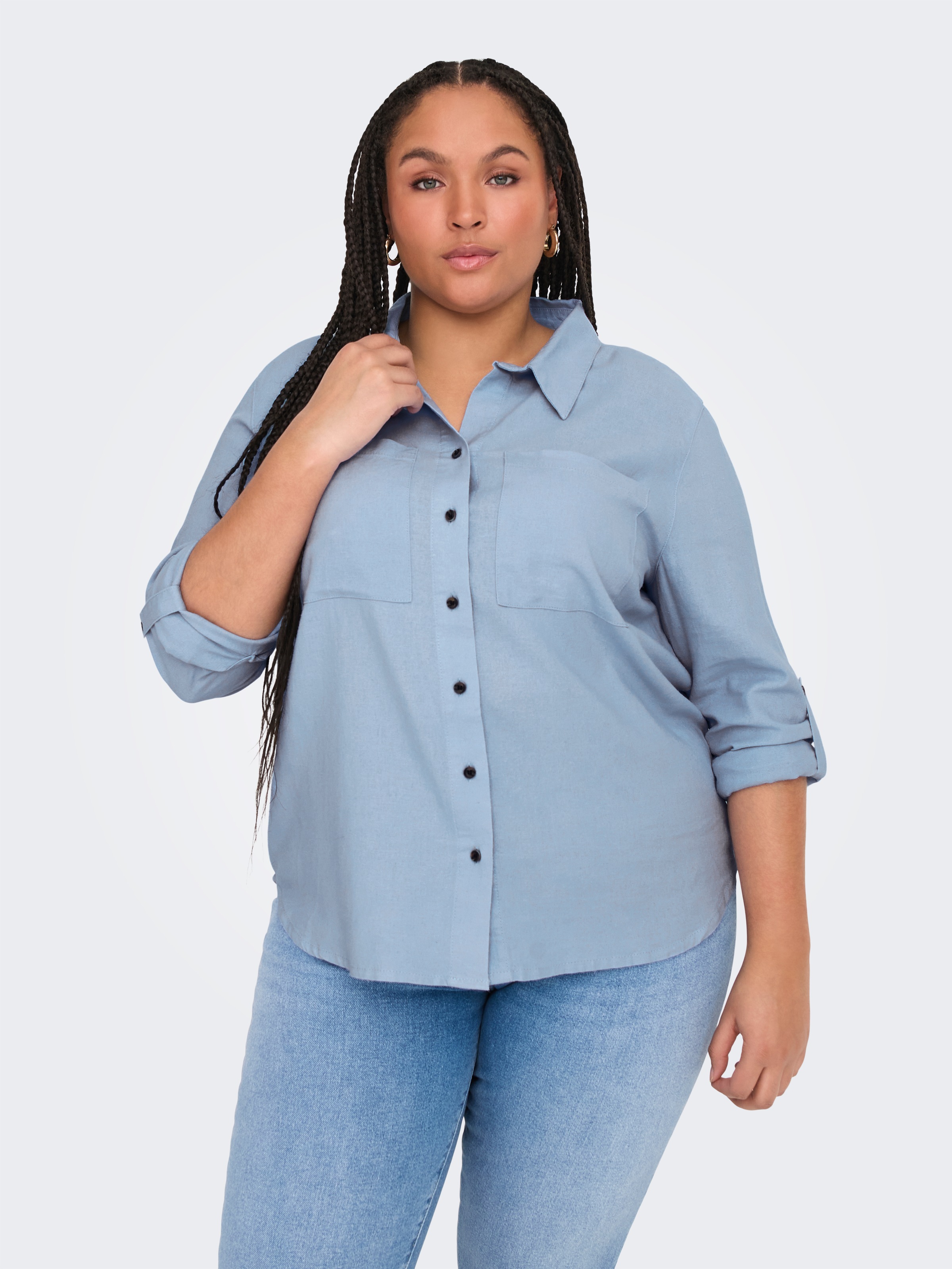 ONLY CARMAKOMA Langarmbluse "CARYASMIN-CARO L/S LINEN SHIRT PNT" günstig online kaufen