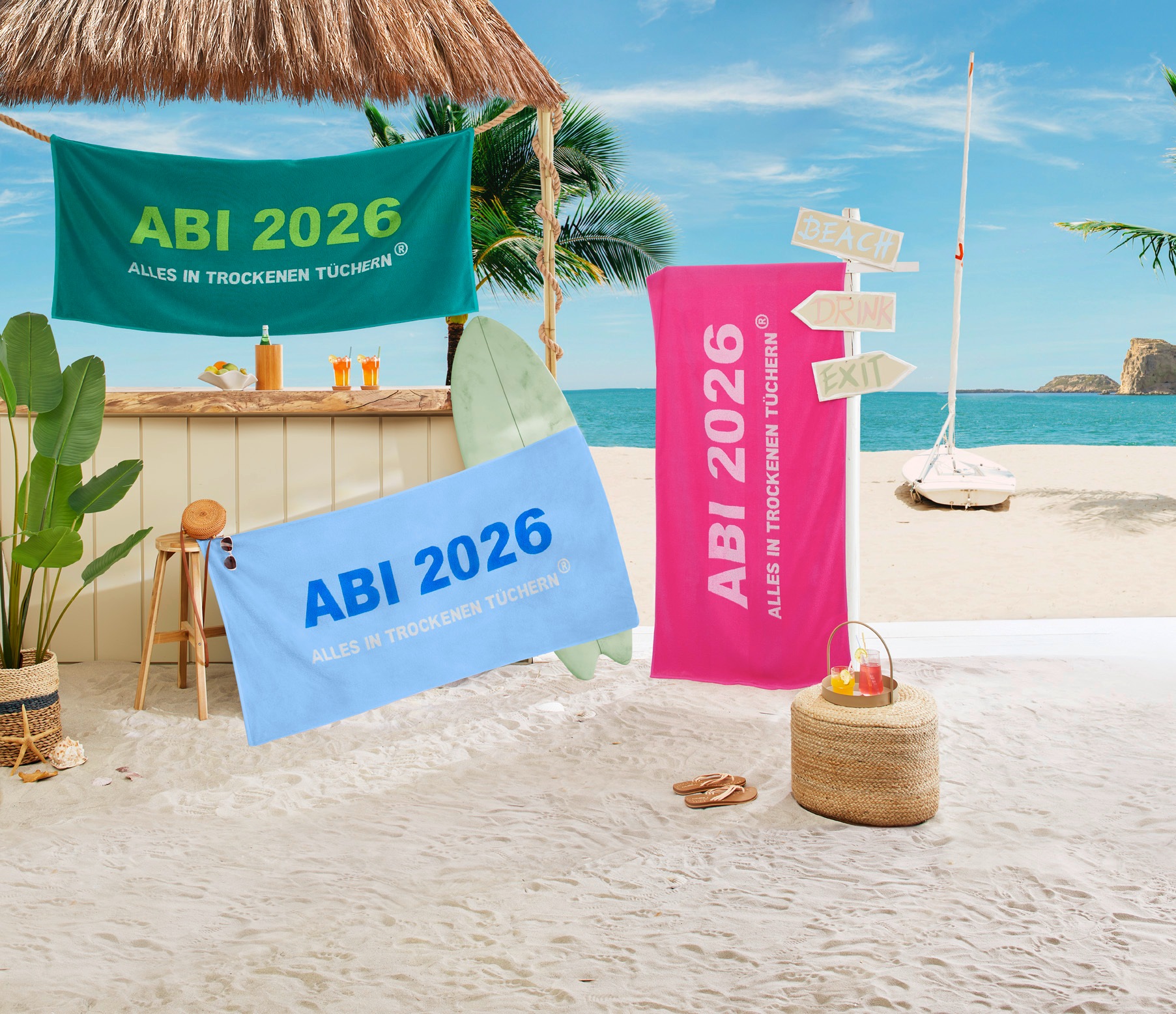 Egeria Strandtuch "ABI 2026" 75x180 cm, "ABI 2025-Alles in trockenen Tücher günstig online kaufen