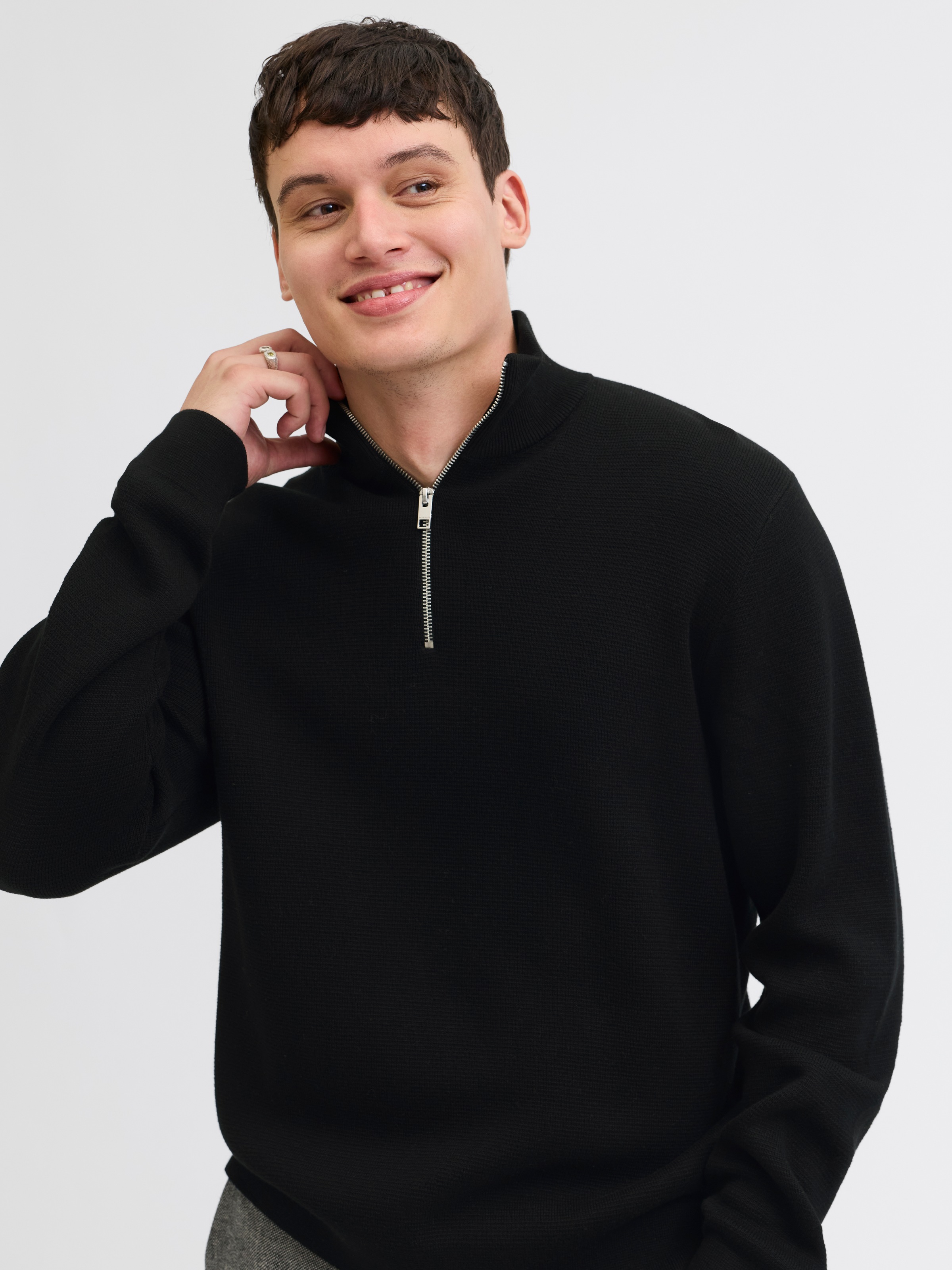 Jack & Jones Troyer »JPRBLAMILANO STITCH KNIT HALF ZIP SN«, mit kurzem Reißverschluss