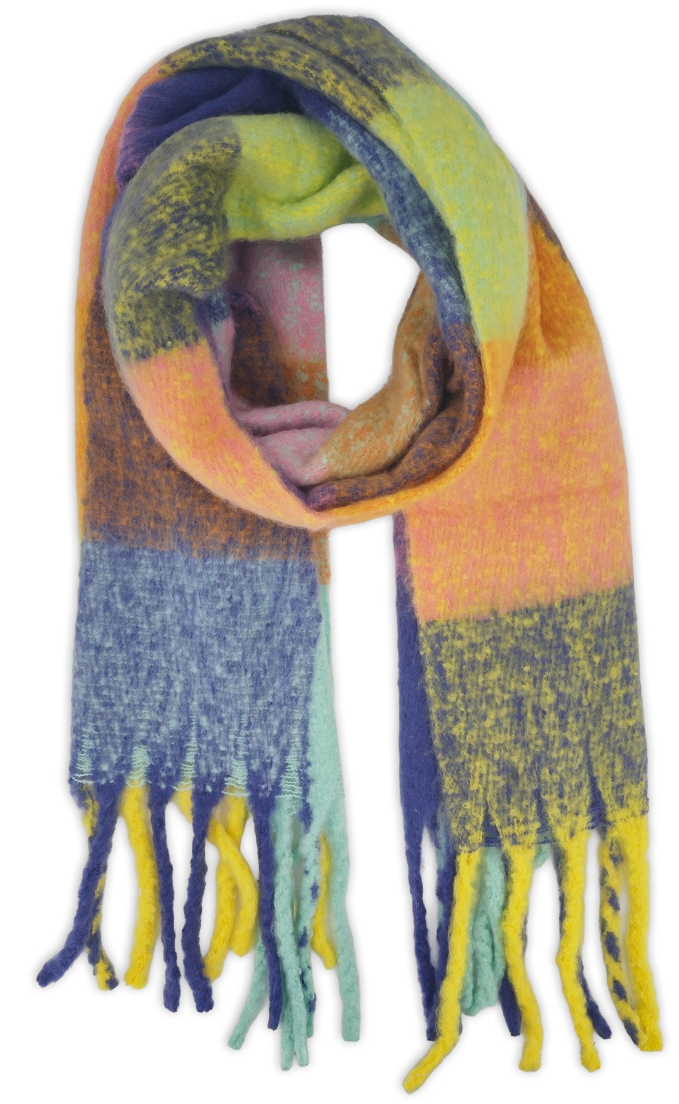 styleBREAKER XXL-Schal "Karo Webschal mit langen Fransen" 1 Stk. günstig online kaufen